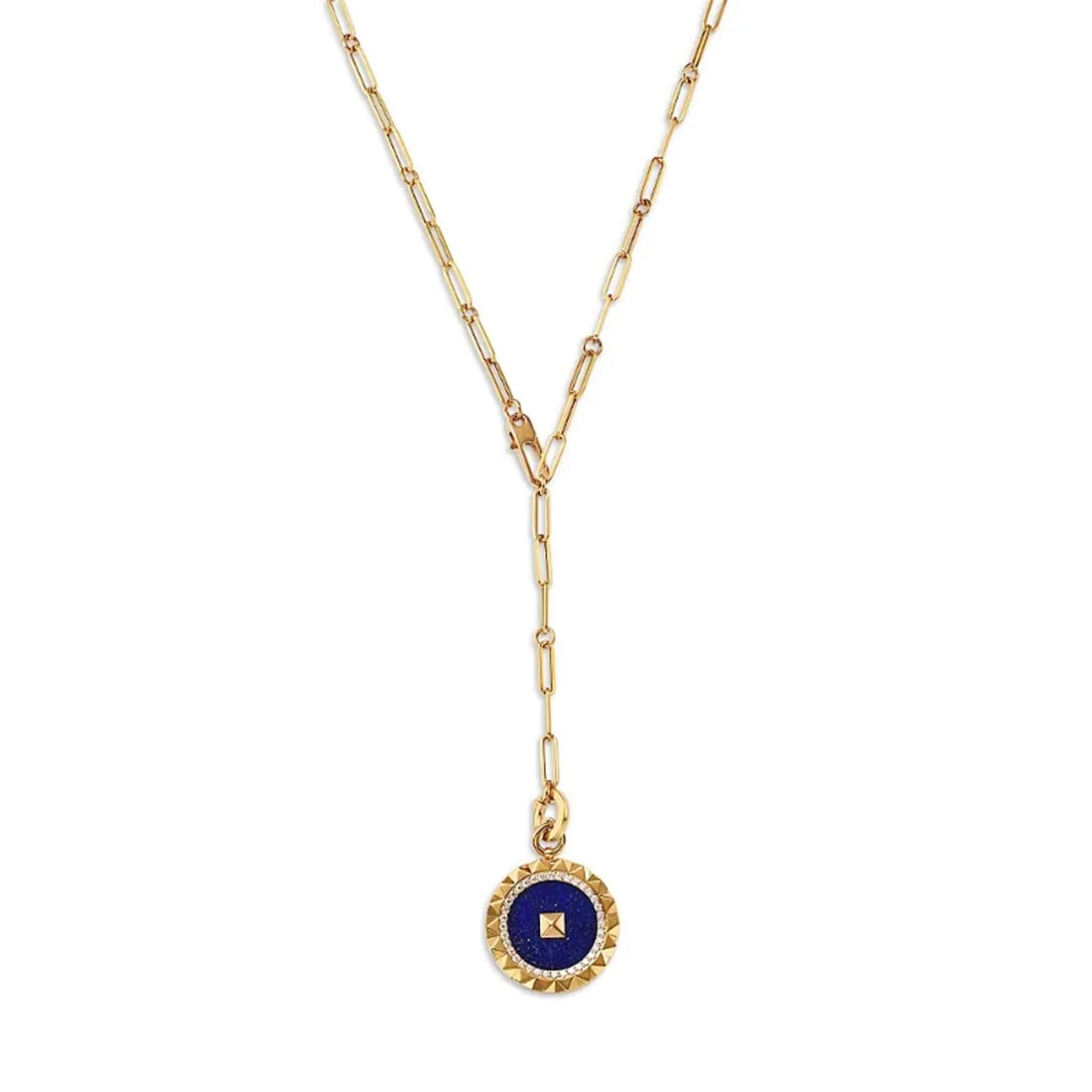 Roberto Coin Obelisco 18k Rose Gold Lapis Diamond Pendant Necklace: Roberto Coin Obelisco 18k Rose Gold Lapis Diamond Pendant Necklace This Roberto Coin Obelisco pendant necklace is crafted in 18k rose gold and features a striking blue lapis lazuli pendant accented wi