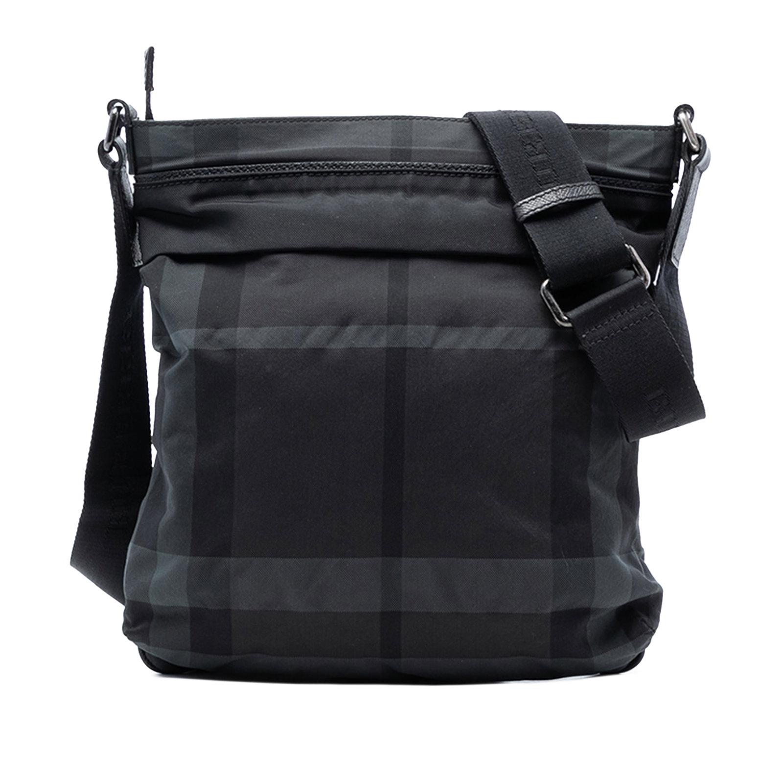 Burberry Gray Nylon Crossbody Bag with Adjustable Strap and Smoke Check Pattern (1 of 7)