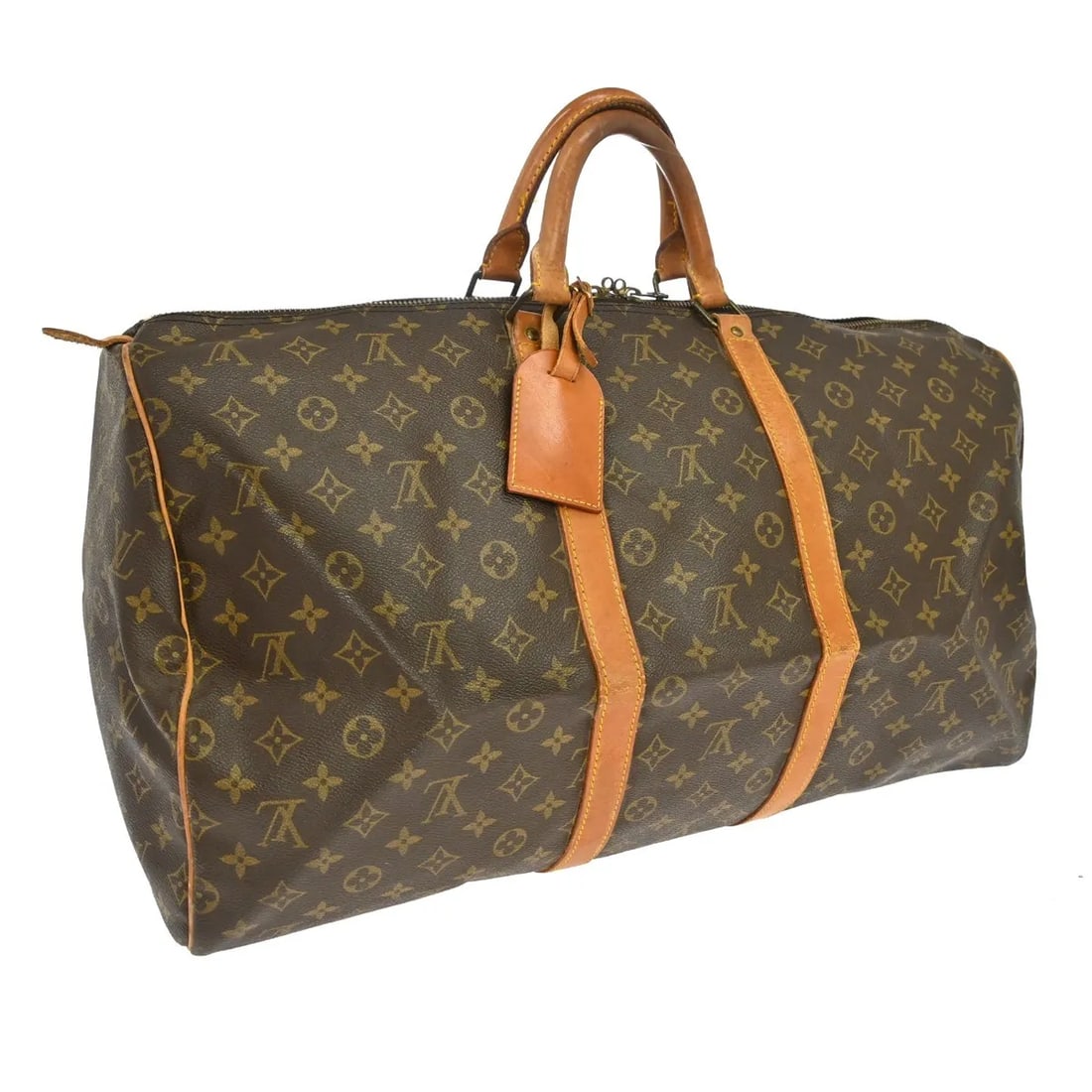 Louis Vuitton Keepall Monogram Canvas Travel Bag Brown: Louis Vuitton Keepall Monogram Canvas Travel Bag Brown Louis Vuitton Keepall Monogram travel bag in brown canvas, made in France. This unisex model measures 55 cm x 30 cm x 25 cm and is presented in f