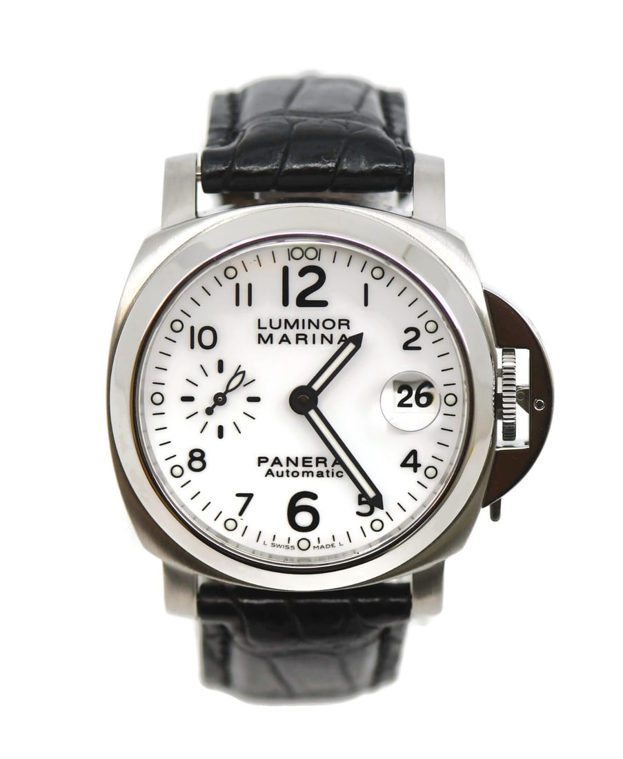 Panerai Luminor Marina PAM00049 Automatic Stainless Steel Men's Watch 40mm White Dial: Panerai Luminor Marina PAM00049 Automatic Stainless Steel Men's Watch 40mm White Dial This Panerai Luminor Marina PAM00049 is a luxury men's wristwatch featuring a 40mm round stainless steel case and 