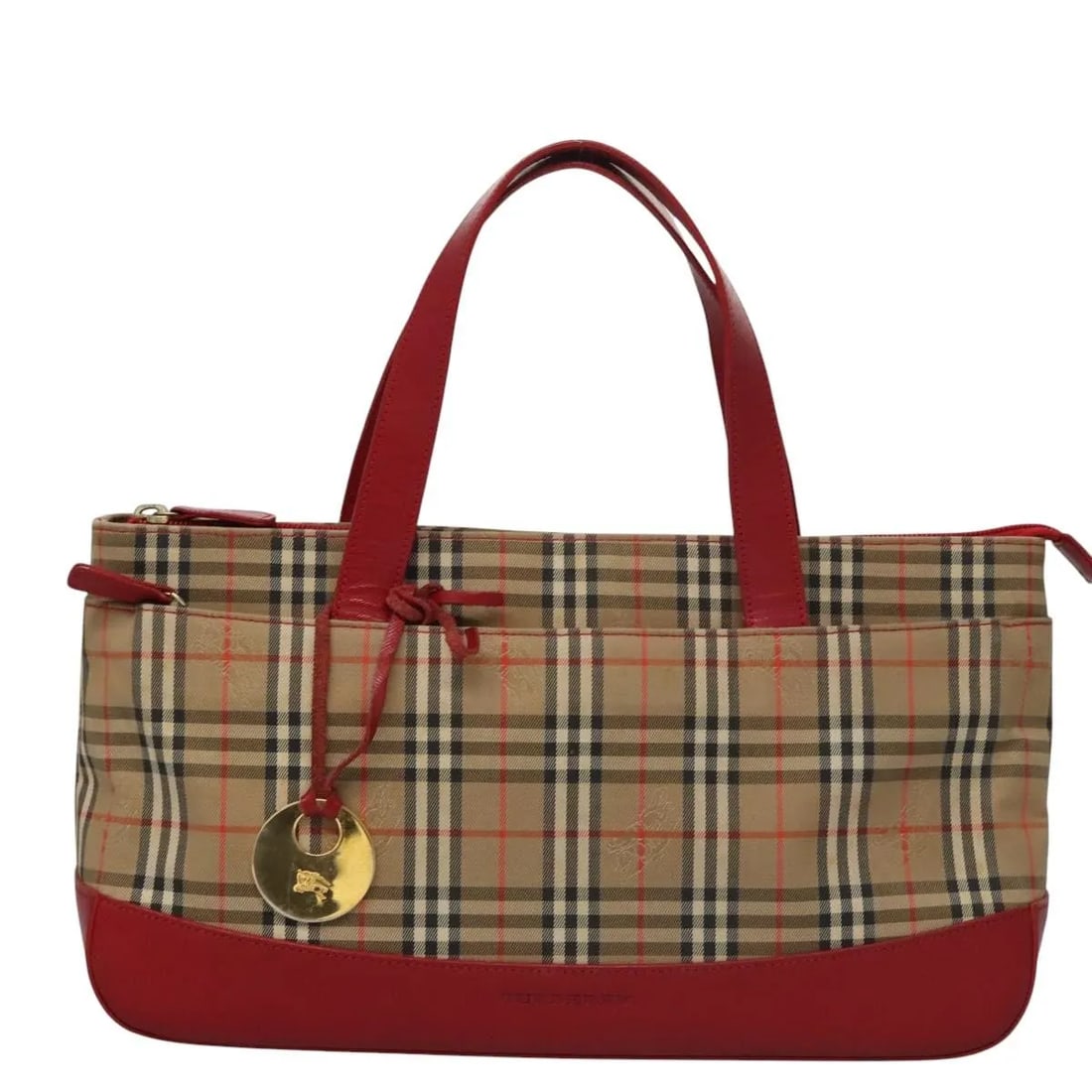 Beige Canvas and Leather Tote Bag by Burberry Nova Check: Beige Canvas and Leather Tote Bag by Burberry Nova Check This Burberry Nova Check handbag features the classic beige Nova Check canvas accented with leather trim. Designed for women, it includes a spa