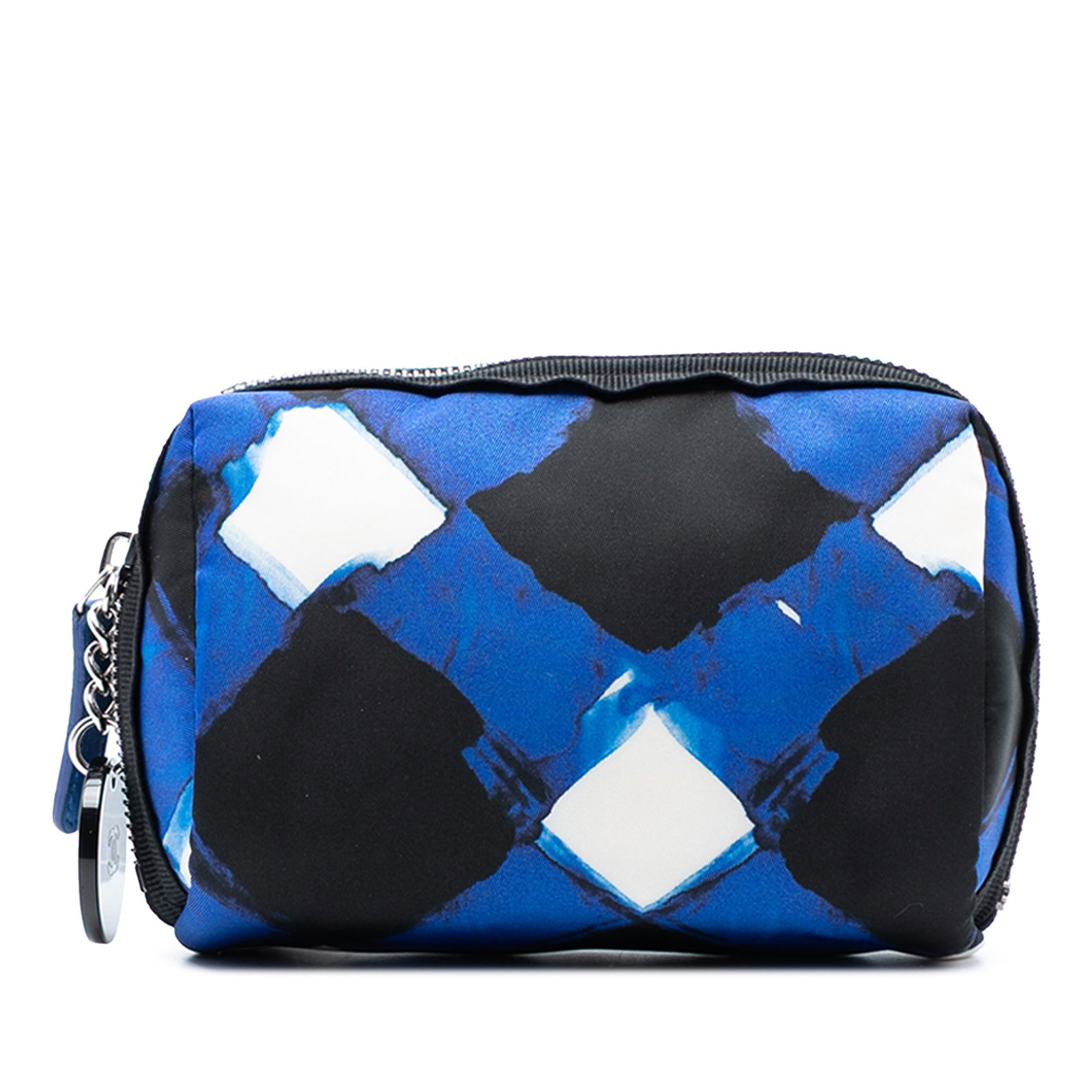 Chanel Airlines Collection Blue Nylon Zipper Pouch with Printed Design: Chanel Airlines Collection Blue Nylon Zipper Pouch with Printed Design This Chanel Printed Nylon Airlines Pouch features a blue printed nylon exterior, a zip-around closure, and an interior slip pocke