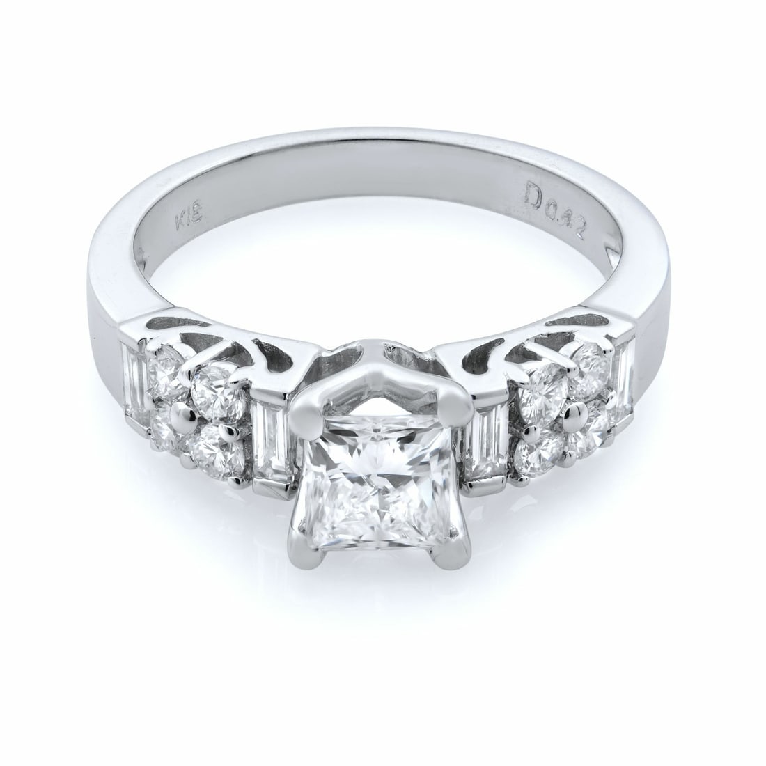 Rachel Koen 1.50cttw Princess Cut Diamond Engagement Ring 18K White Gold: Rachel Koen 1.50cttw Princess Cut Diamond Engagement Ring 18K White Gold This exquisite princess cut diamond engagement ring by Rachel Koen is beautifully crafted in 18k white gold. The ring features 