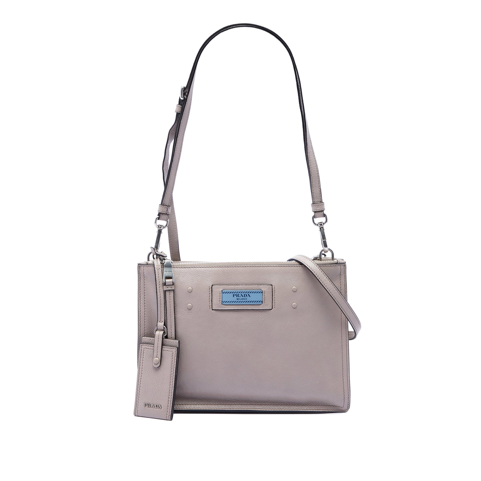 Prada Etiquette Satchel Gray Glace Calf Leather Bag (1 of 7)