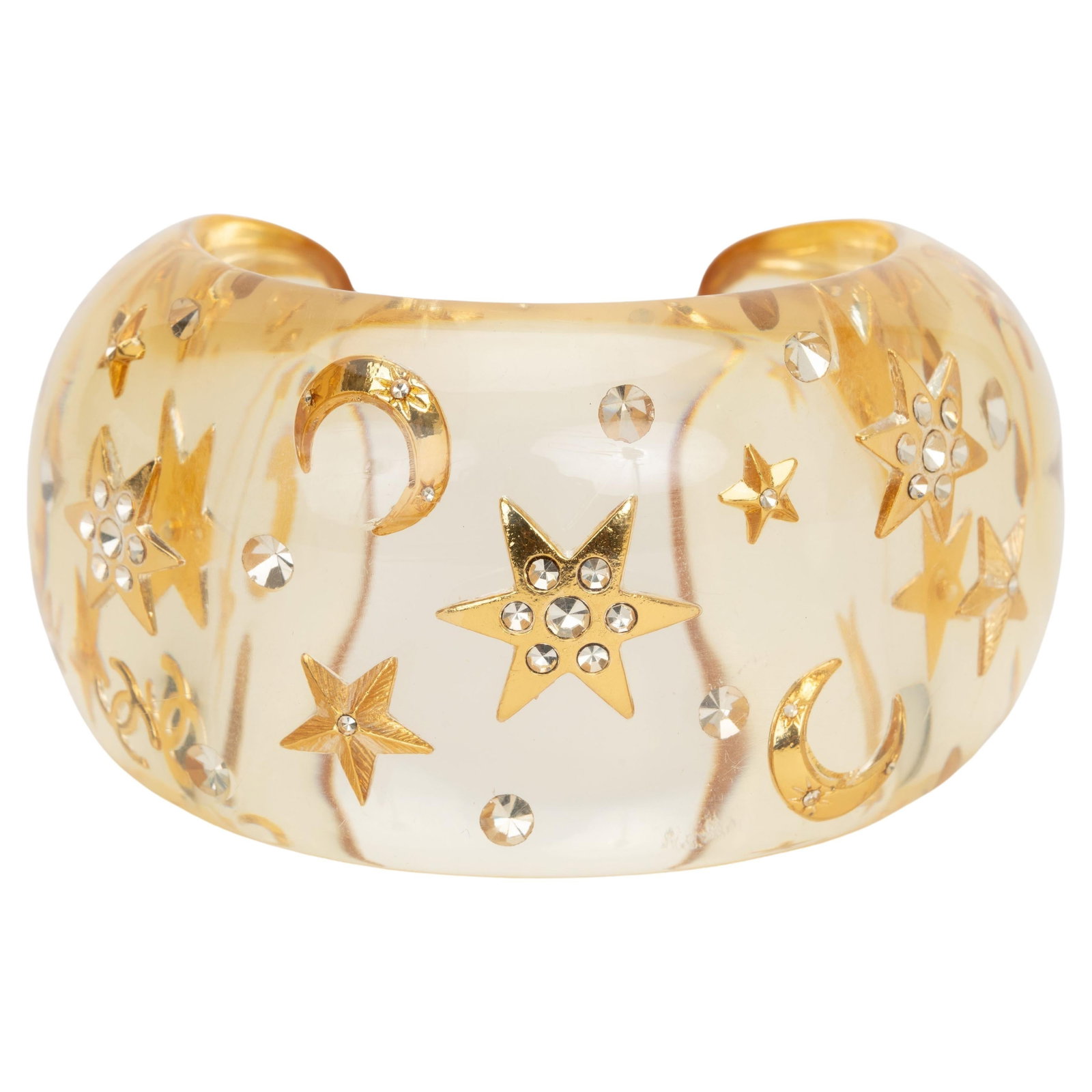 Chanel Autumn 1995 Moon Star Inlay Cuff Bracelet With Box (1 of 4)