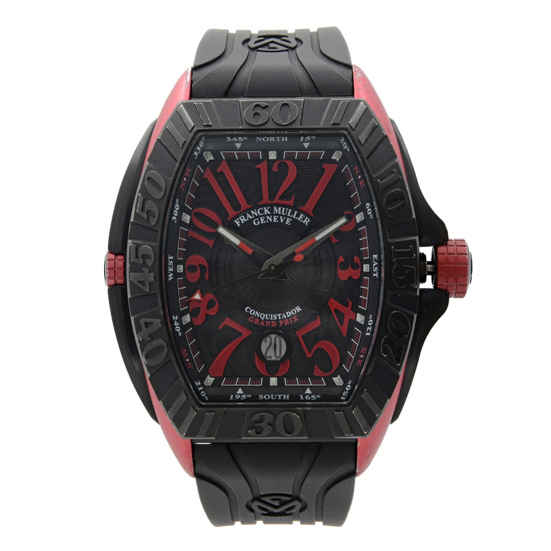 Franck Muller Conquistador Grand Prix Titanium Black Dial Automatic Watch 8900 SC DT GPG: Franck Muller Conquistador Grand Prix Titanium Black Dial Automatic Watch 8900 SC DT GPG This Franck Muller Conquistador Grand Prix wristwatch combines sporty elegance with advanced functionality. Fea