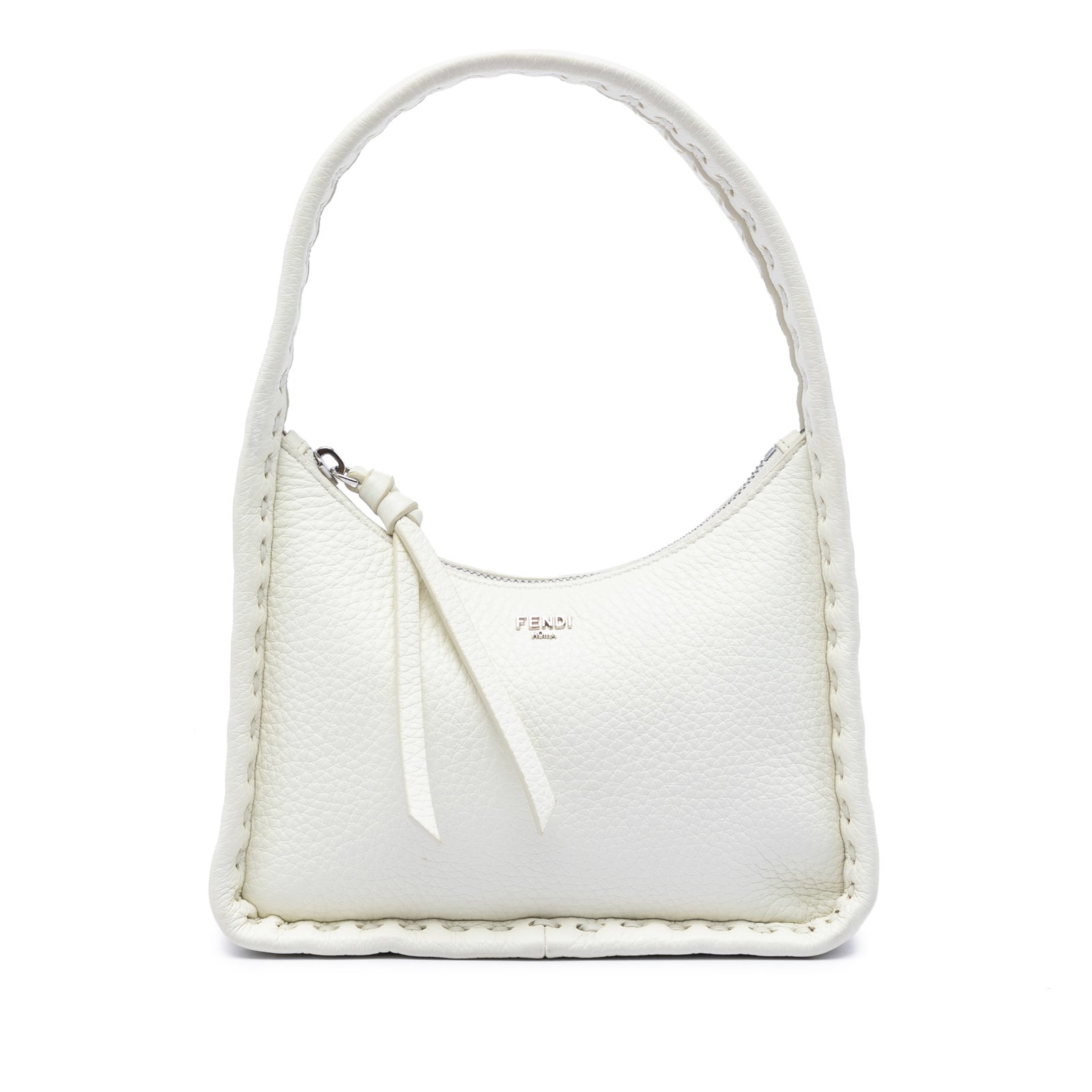 Fendi Fendessence Mini Selleria Cuoio Romano Leather Handbag: Fendi Fendessence Mini Selleria Cuoio Romano Leather Handbag Fendi Mini Cuoio Romano Selleria Fendessence handbag in white leather, featuring a grained leather body, flat leather top handle, and top z
