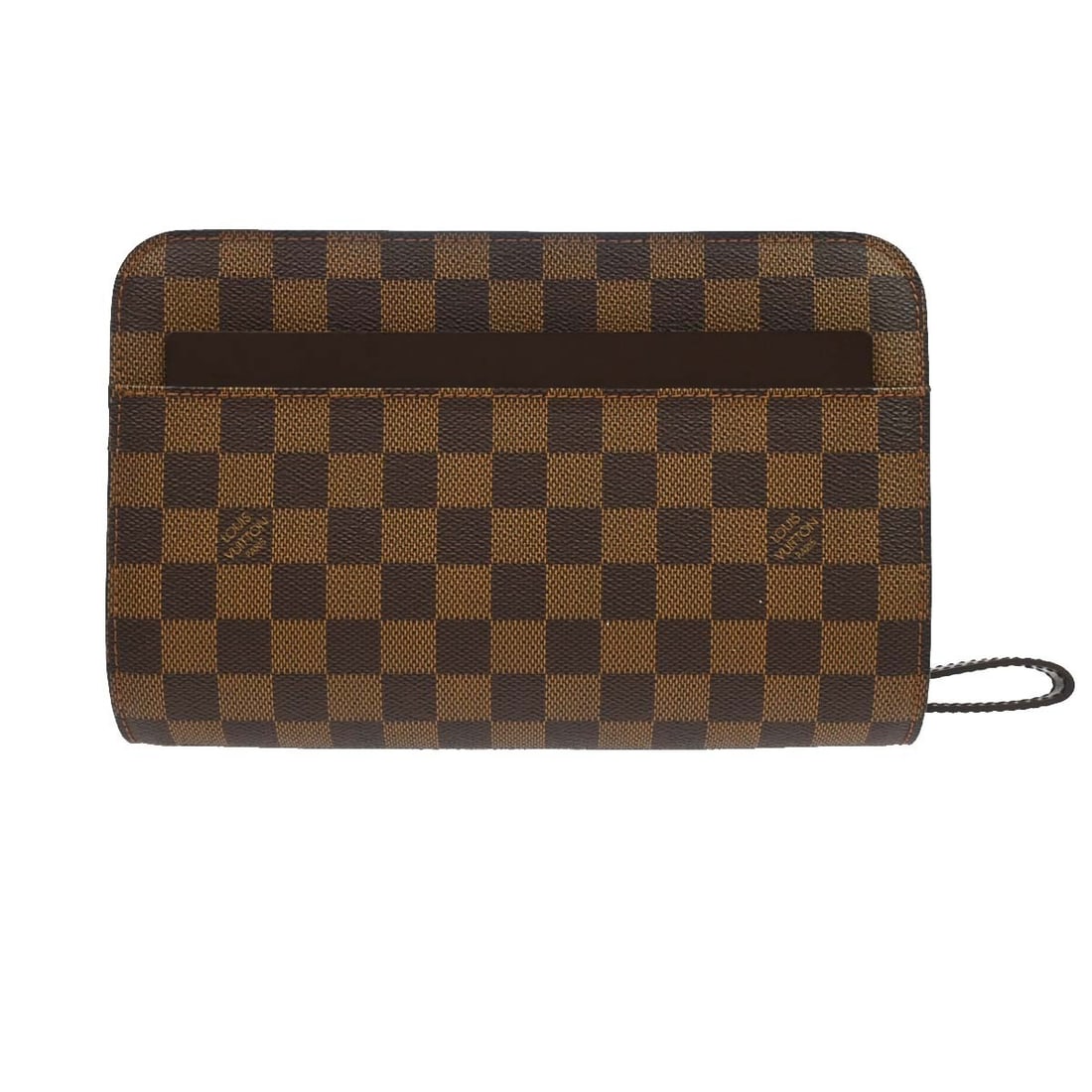 Louis Vuitton Orsay Damier Ebene Clutch N51993 Brown Canvas Leather: Louis Vuitton Orsay Damier Ebene Clutch N51993 Brown Canvas Leather Louis Vuitton Damier Saint Louis clutch bag in Ebene brown with a zip closure. It features a small size, leather handle/strap, inner