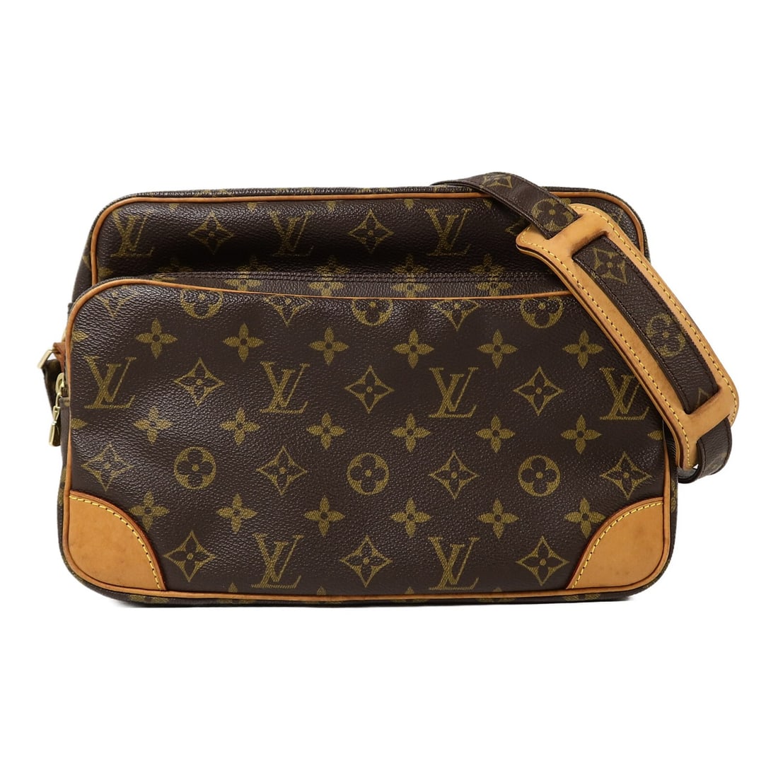 Louis Vuitton Nile M45244 Monogram Crossbody Bag Brown: Louis Vuitton Nile M45244 Monogram Crossbody Bag Brown Louis Vuitton Nile crossbody shoulder bag in brown Monogram x PVC coated canvas. It features gold-tone hardware, a shoulder strap with adjustable