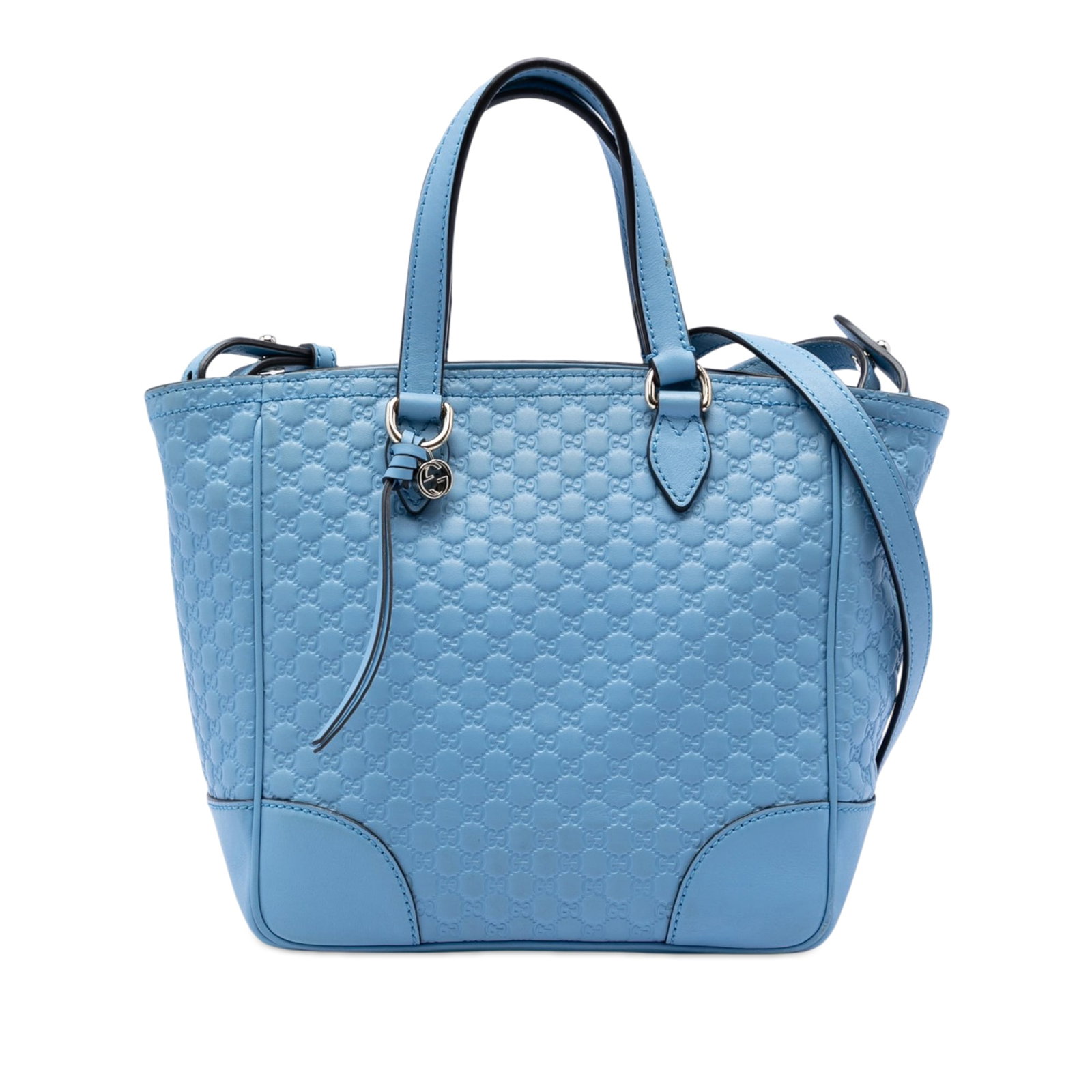 Gucci Bree Satchel Blue Embossed Leather Small: Gucci Bree Satchel Blue Embossed Leather Small This Gucci Small Microguccissima Bree Satchel features an embossed leather exterior in blue, flat leather handles, and a detachable flat leather strap. T