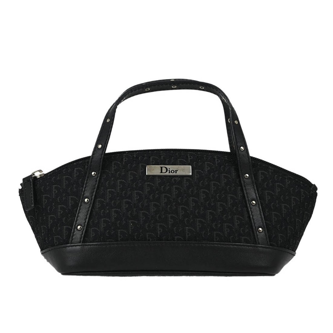 Dior Street Chic Trotter Small Black Top Handle Bag: Dior Street Chic Trotter Small Black Top Handle Bag This Christian Dior Street Chic Trotter handbag is a small top handle bag in black with the Trotter pattern and logo accents. It features a zip clos