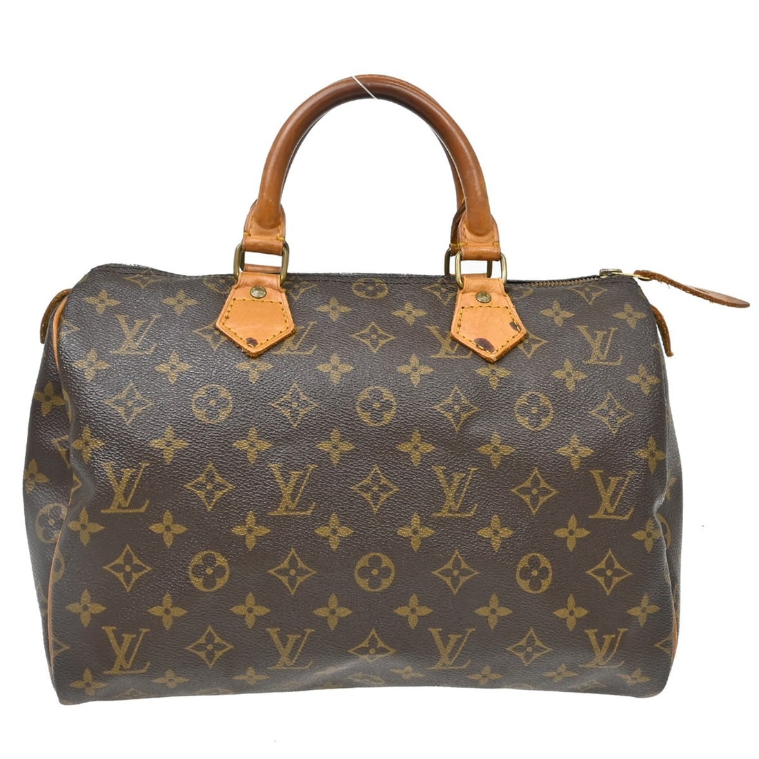 Louis Vuitton Speedy 30 Monogram Canvas Satchel M41526: Louis Vuitton Speedy 30 Monogram Canvas Satchel M41526 Vintage Louis Vuitton Speedy 30 handbag in brown monogram canvas with double leather handles and a zip closure. This satchel-style top handle bag