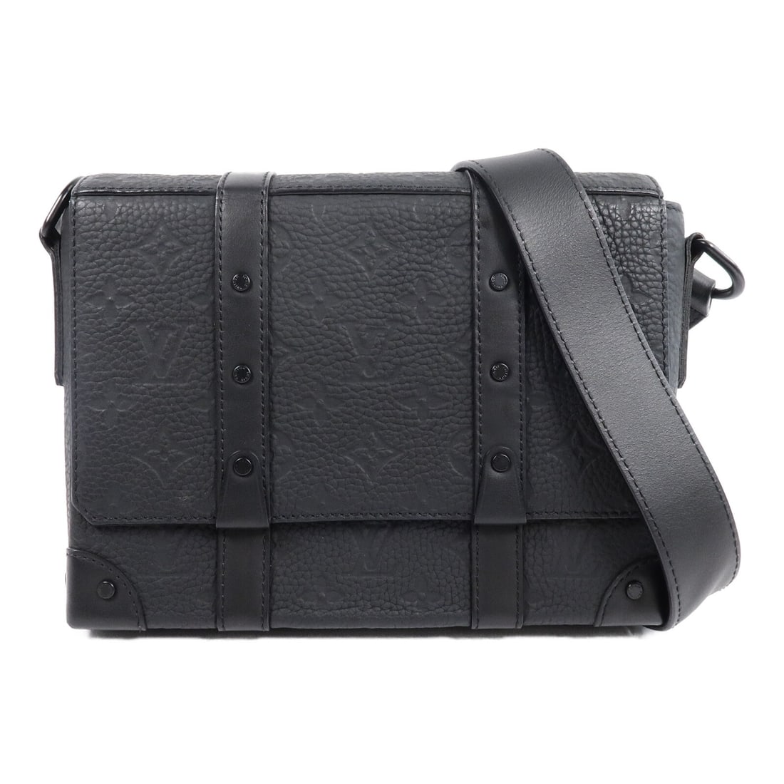Louis Vuitton M57726 Trunk Messenger Shoulder Bag Black Taurillon Leather: Louis Vuitton M57726 Trunk Messenger Shoulder Bag Black Taurillon Leather A Louis Vuitton Trunk Messenger Bag shoulder bag in black, identified by model number M57726. It is made from Monogram / Tauri