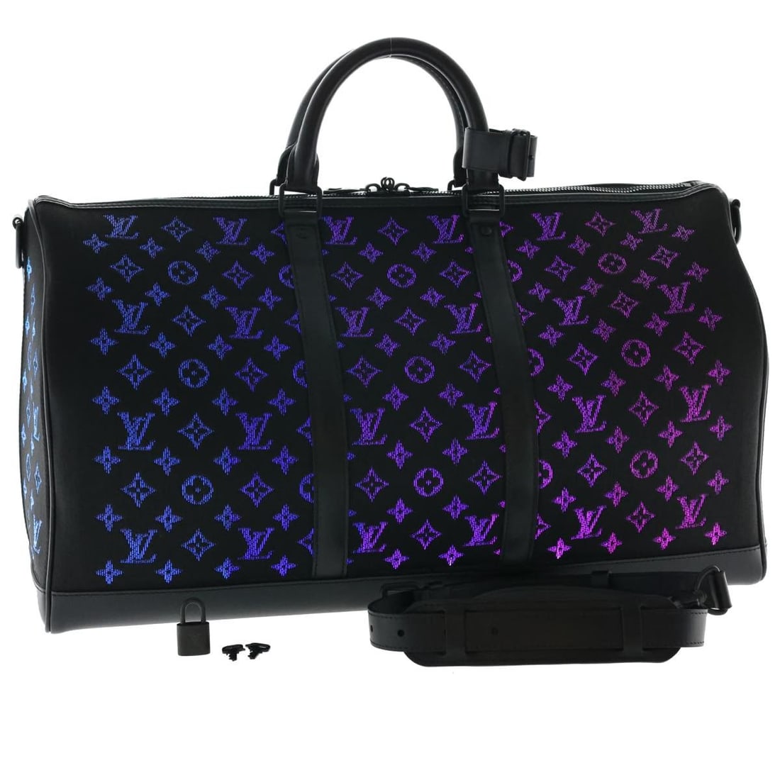 Louis Vuitton M44770 Keepall Bandouliere 50 Monogram Canvas Boston Bag: Louis Vuitton M44770 Keepall Bandouliere 50 Monogram Canvas Boston Bag Louis Vuitton Monogram Light Up Keepall Bandouliere 50 Boston Bag in black Monogram Canvas, made in France. This women's bag come