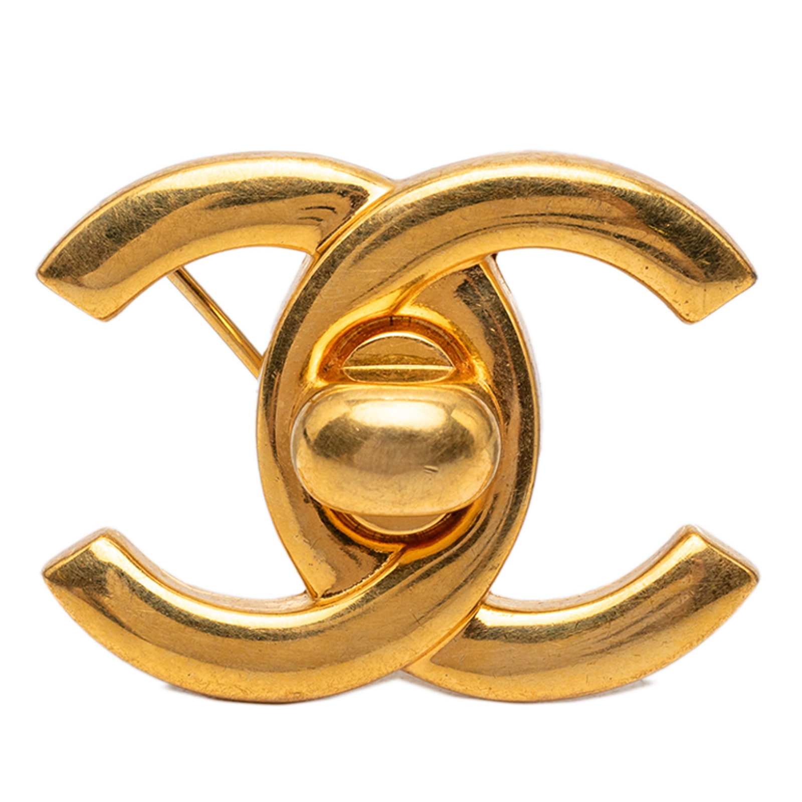 Chanel CC Turn Lock Brooch Gold Tone Metal (1 of 4)