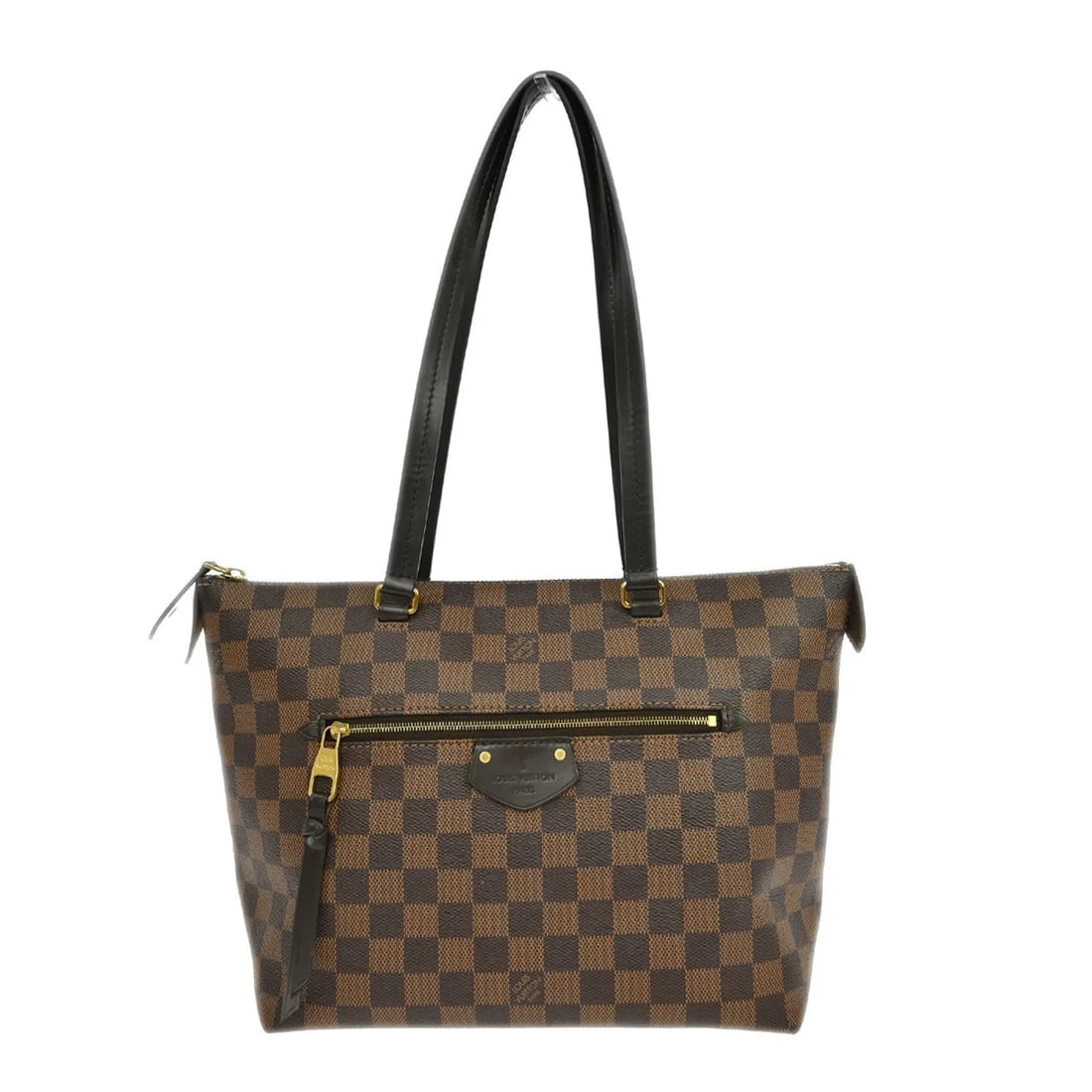 Louis Vuitton Iena Tote Bag Brown Damier Canvas: Louis Vuitton Iena Tote Bag Brown Damier Canvas Louis Vuitton Iena Tote in brown canvas. This women's bag is in good used condition with some damage noted, including corner scuffing, scratches on the 