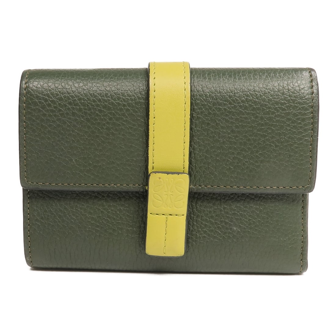 LOEWE C660S86X01 Small Vertical Tri Fold Wallet Calfskin Green Gray (1 of 18)
