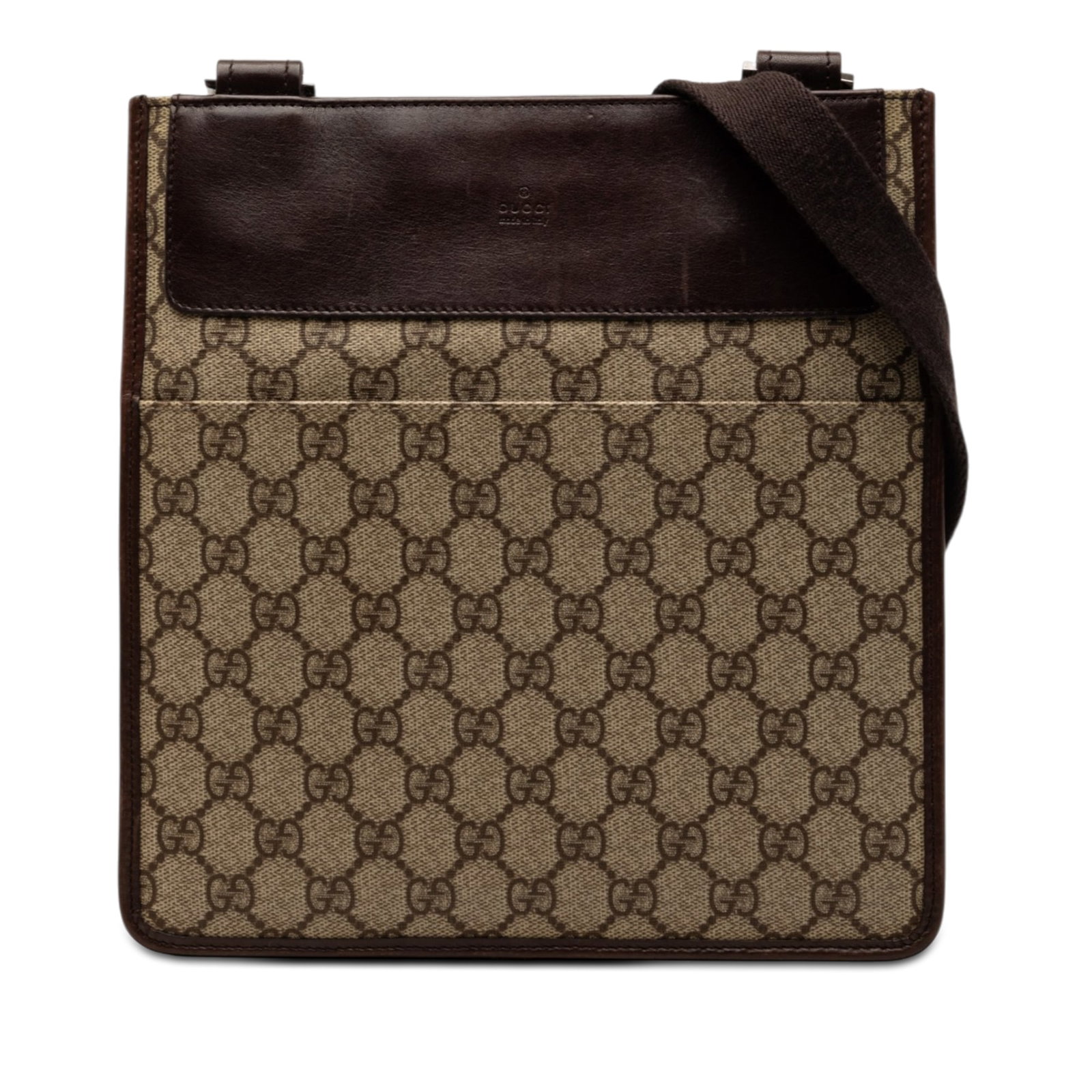 Gucci GG Supreme beige crossbody bag Italy: Gucci GG Supreme beige crossbody bag Italy This Gucci GG Supreme Crossbody bag is crafted from coated canvas with leather trim and features a beige colorway. It offers an adjustable flat strap for com