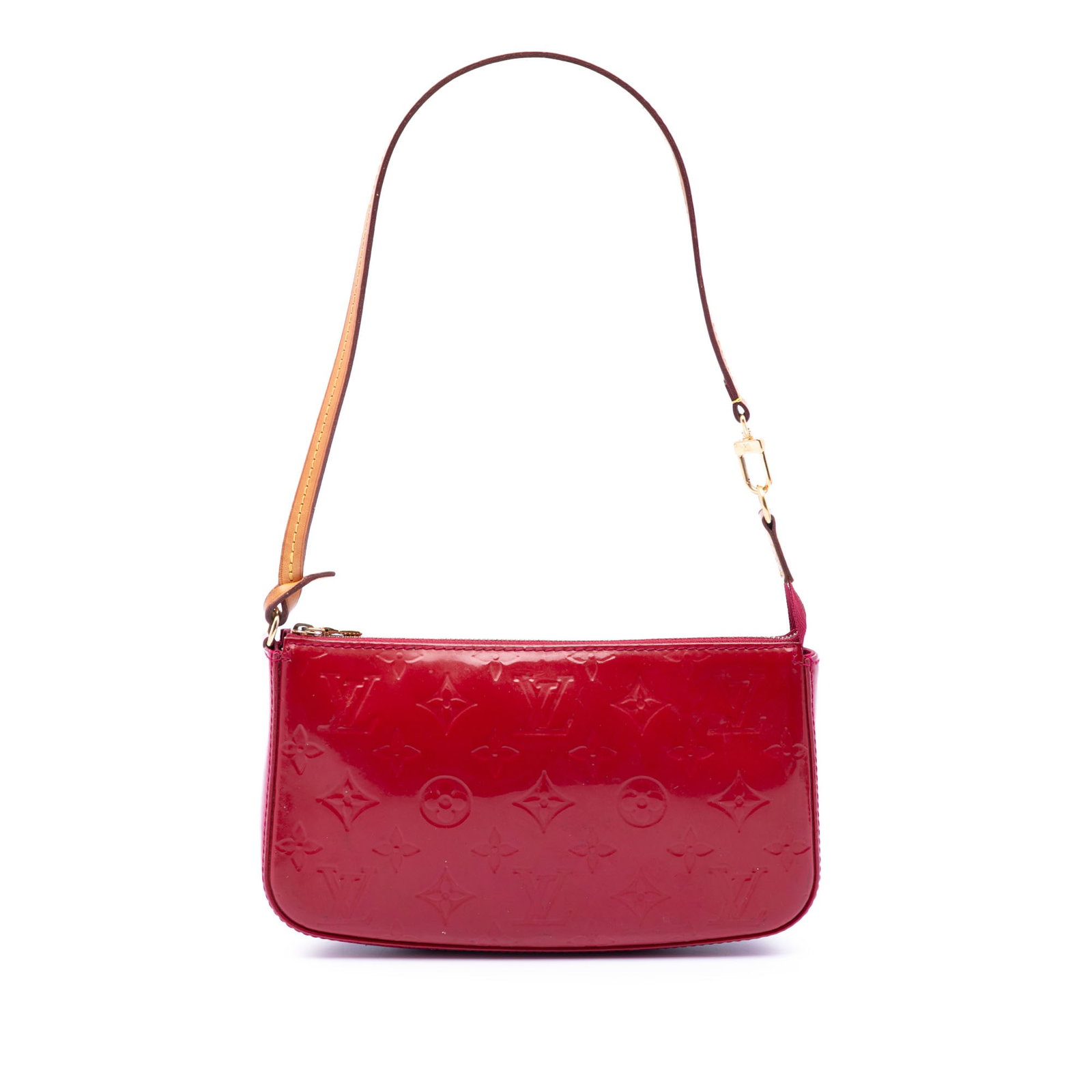 Louis Vuitton Monogram Vernis Leather Pochette Accessoires Bag Pink: Louis Vuitton Monogram Vernis Leather Pochette Accessoires Bag Pink The Pochette Accessoires is a compact bag with a vernis leather body, a detachable flat vachetta leather strap, a top zip closure, a
