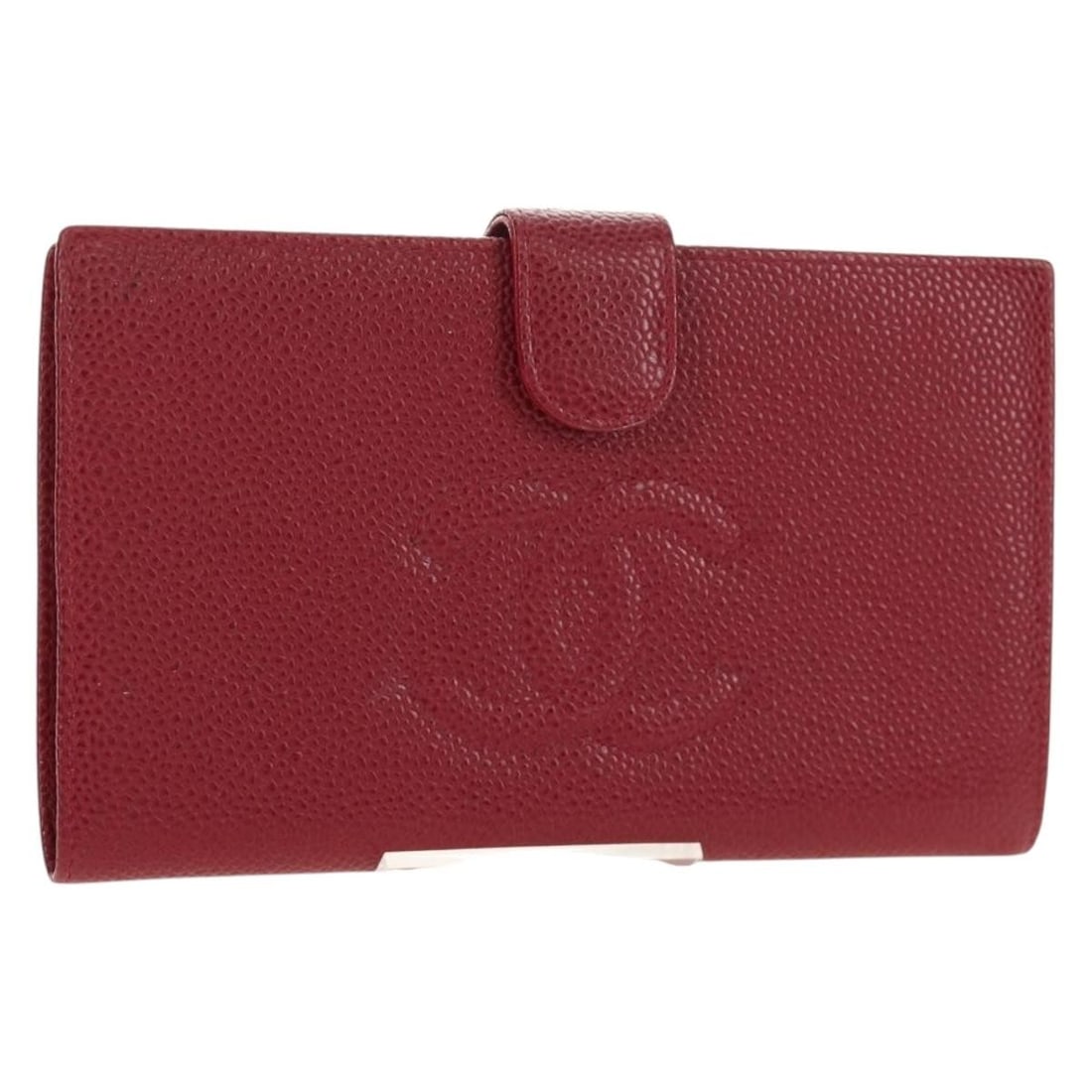 Chanel Coco Mark Caviar Skin Long Wallet Red Gold Tone: Chanel Coco Mark Caviar Skin Long Wallet Red Gold Tone A CHANEL Coco Mark long wallet in red with gold-tone details, made from caviar skin. It comes with a dust bag and item box, and was made in Franc