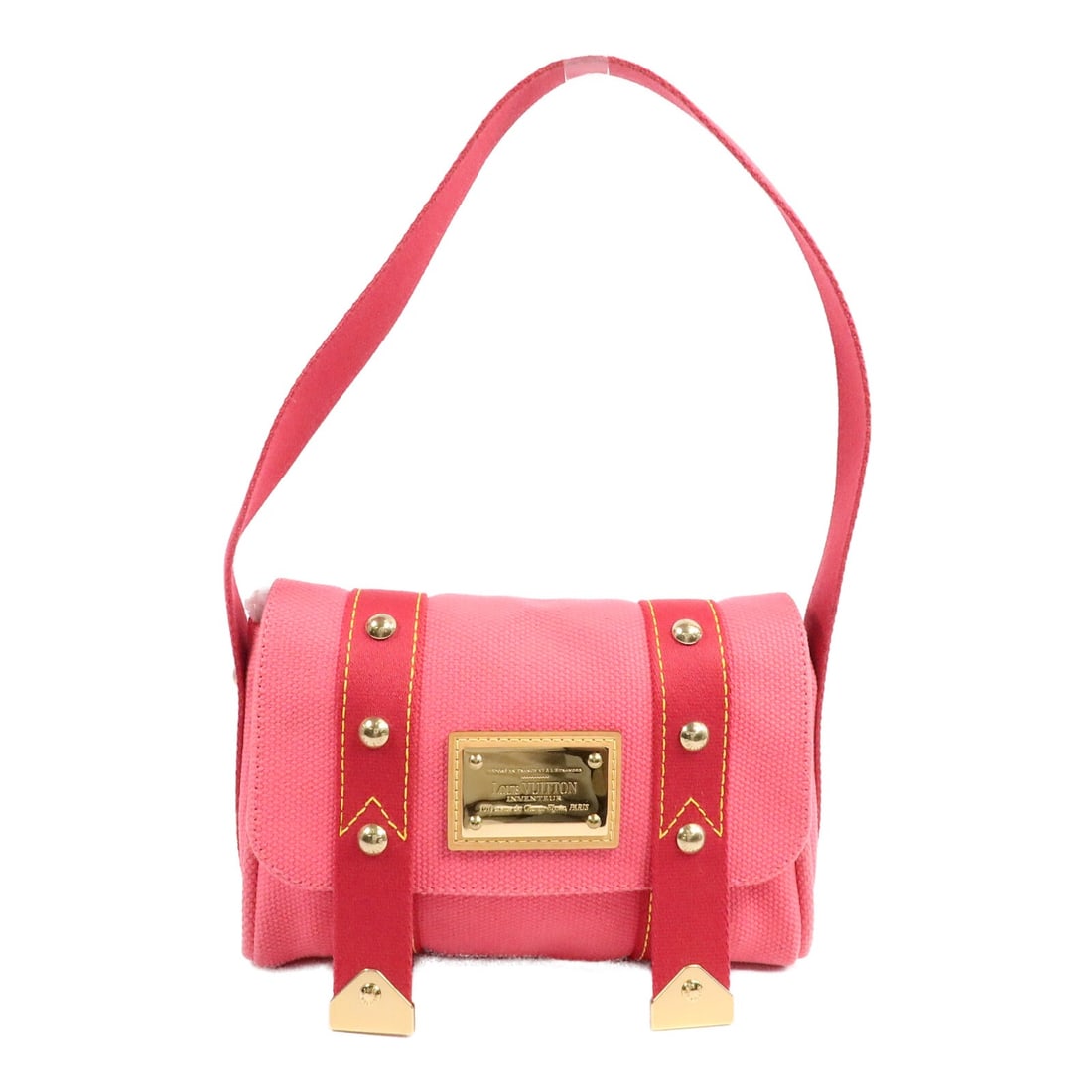 Louis Vuitton Sac Rabat M40071 Pink Canvas Shoulder Bag: Louis Vuitton Sac Rabat M40071 Pink Canvas Shoulder Bag A Louis Vuitton Sac Rabat shoulder bag in pink canvas with gold-tone hardware. It features a magnetic pocket and has a date code of MI0016. The 