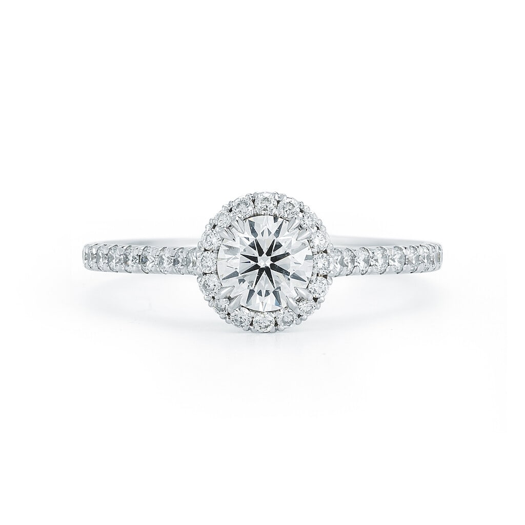 Rachel Koen 1.09ct F Color Diamond Halo Engagement Ring in Platinum (1 of 2)