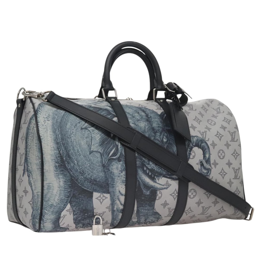 Louis Vuitton M54130 Keepall 45 Bandouliere Savanna Monogram Boston Bag: Louis Vuitton M54130 Keepall 45 Bandouliere Savanna Monogram Boston Bag Louis Vuitton Monogram Savanna Keepall Bandouliere 45 Boston bag in gray Monogram canvas. Made in France, this women's bag inclu