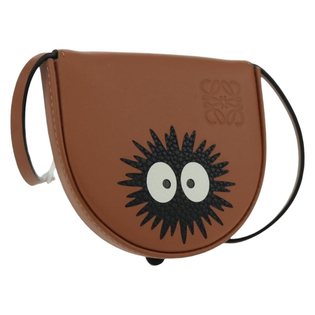 Loewe My Neighbor Totoro Soot Sprites Mini Heel Pouch Leather Shoulder Bag: Loewe My Neighbor Totoro Soot Sprites Mini Heel Pouch Leather Shoulder Bag This LOEWE shoulder bag features a playful design inspired by Ghibli's My Neighbor Totoro Soot Sprites. Crafted from brown le