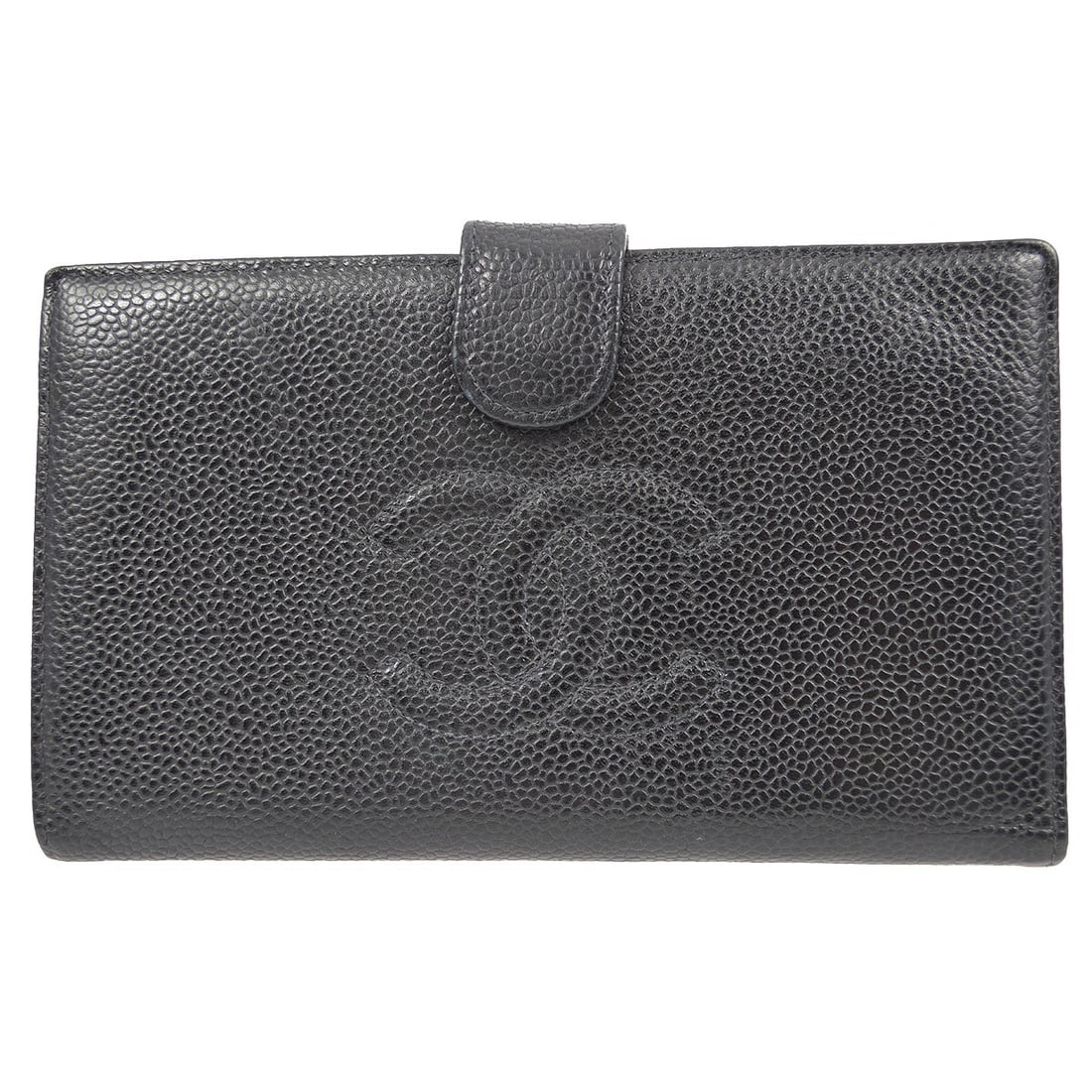 CHANEL CC Bifold Wallet Black Caviar Skin Leather (1 of 10)
