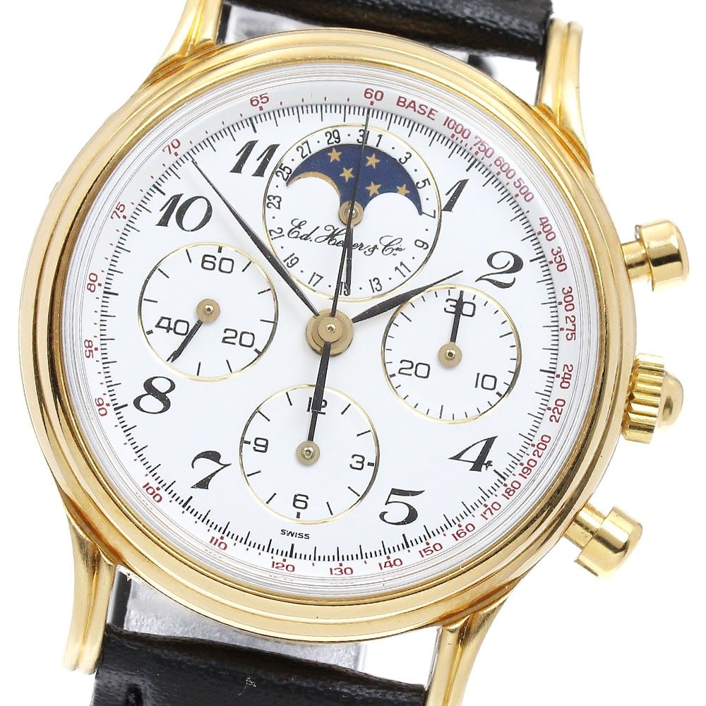 Heuer 188.205/1 Edouard Heuer 125th Anniversary Chronograph Watch: Heuer 188.205/1 Edouard Heuer 125th Anniversary Chronograph Watch Heuer men's wristwatch, model Edward Heuer 125th Anniversary, reference 188.205/1. This pre-owned Swiss manual-winding watch features 