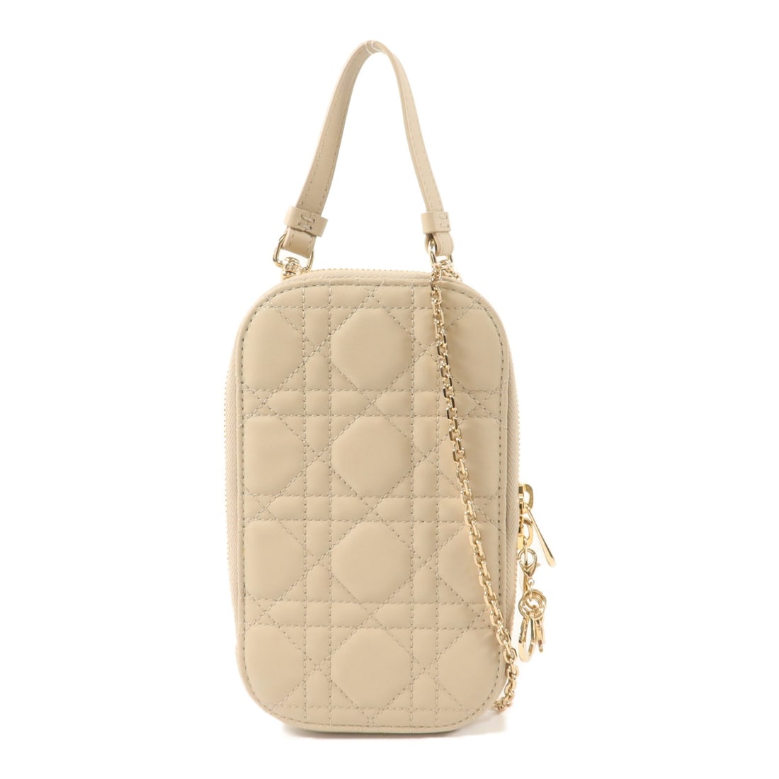 Dior Call'in Dior Lady Dior Lambskin Phone Holder 2 Way Bag Beige: Dior Call'in Dior Lady Dior Lambskin Phone Holder 2 Way Bag Beige Christian Dior CD Lady Dior Call'in Dior Phone Holder 2 Way Bag in beige lambskin (sheep leather). This bag features a 2-way design wi