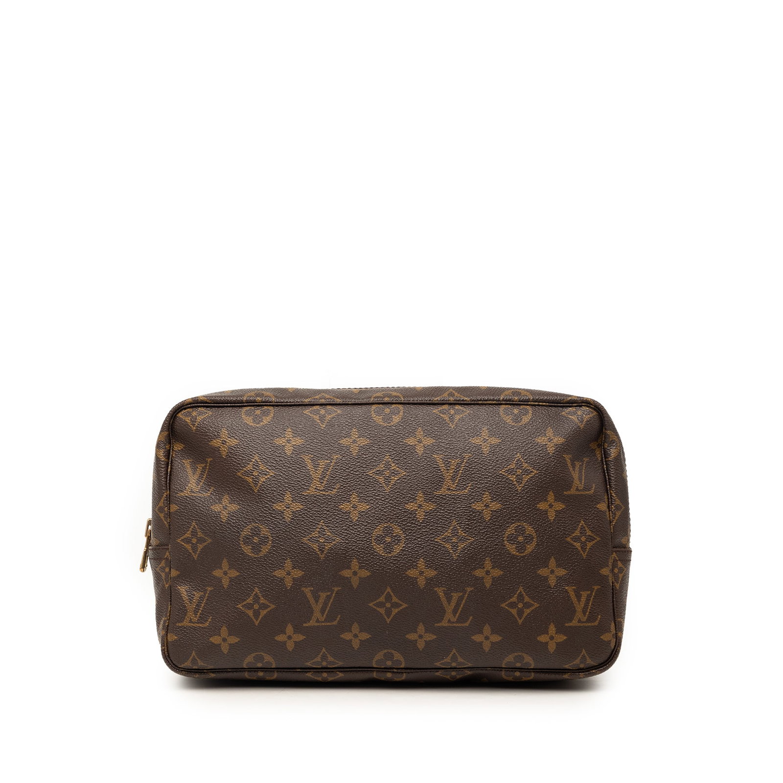Louis Vuitton Trousse Toilette 28 Monogram Cosmetic Pouch: Louis Vuitton Trousse Toilette 28 Monogram Cosmetic Pouch Louis Vuitton Monogram Trousse Toilette 28 bag in brown monogram canvas with a top zip closure and an interior slip pocket. The item is made i