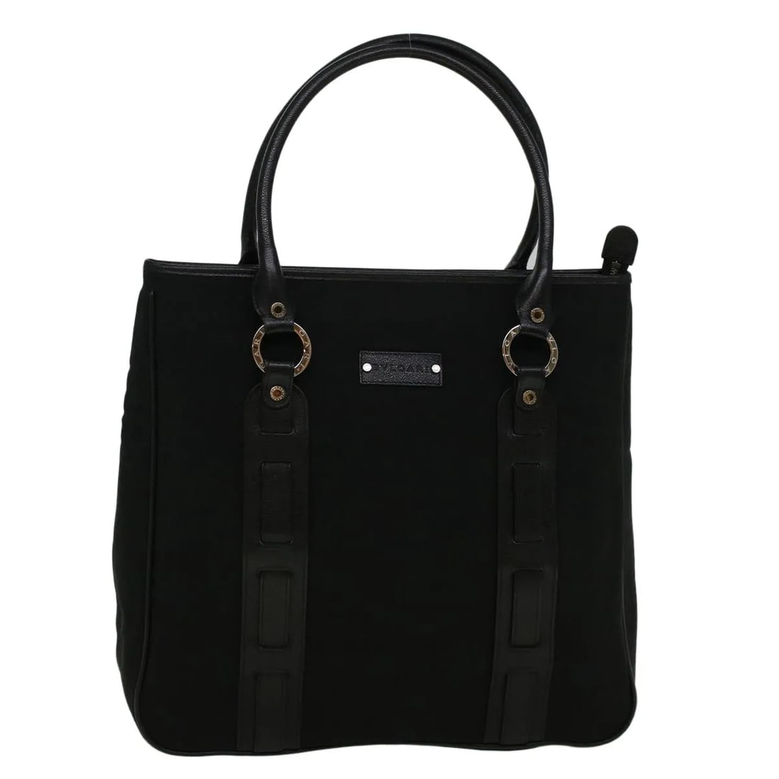 Bvlgari Vintage Black Canvas Handbag 37cm x 35cm x 12cm: Bvlgari Vintage Black Canvas Handbag 37cm x 35cm x 12cm Vintage Bvlgari canvas bag in black, designed for women. It is made in Italy and measures 37 cm x 35 cm x 12 cm. The bag is described as being i