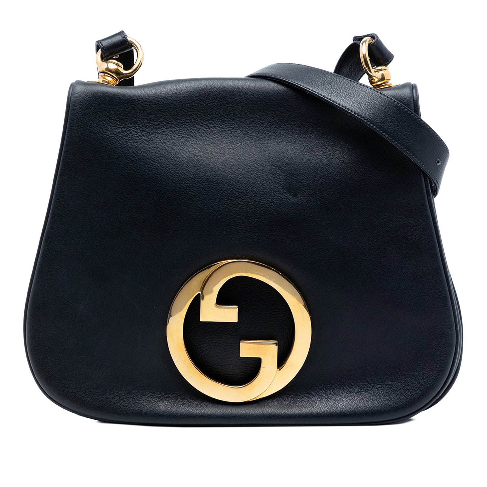 Gucci Blondie Medium Blue Leather Crossbody Bag: Gucci Blondie Medium Blue Leather Crossbody Bag Gucci Medium Leather Blondie Crossbody bag featuring a leather body, adjustable flat leather strap, front flap with magnetic snap closure, gold tone har