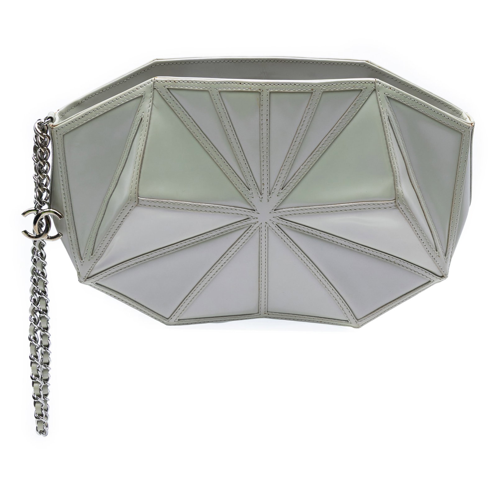 Chanel Pearlescent Lambskin White Midnight Swim Wristlet Clutch: Chanel Pearlescent Lambskin White Midnight Swim Wristlet Clutch This Chanel Pearlescent Lambskin Midnight Swim Wristlet Clutch is a stylish accessory crafted from premium lambskin leather. It features