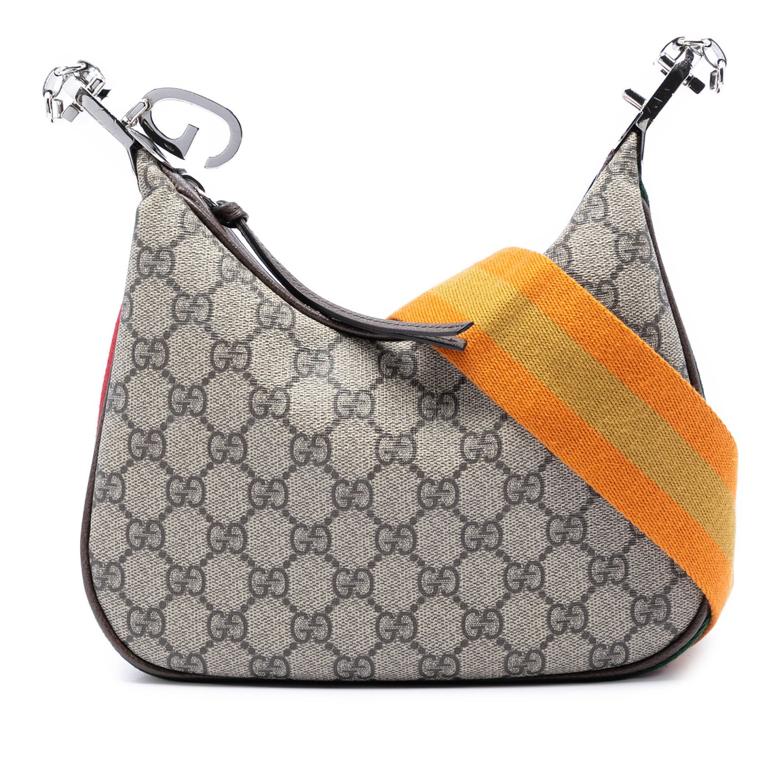 Gucci Attache Small GG Supreme Web Crossbody Bag: Gucci Attache Small GG Supreme Web Crossbody Bag This Gucci Small GG Supreme Web Attache Crossbody is crafted with a coated canvas body and leather trim, finished with an adjustable and detachable fla