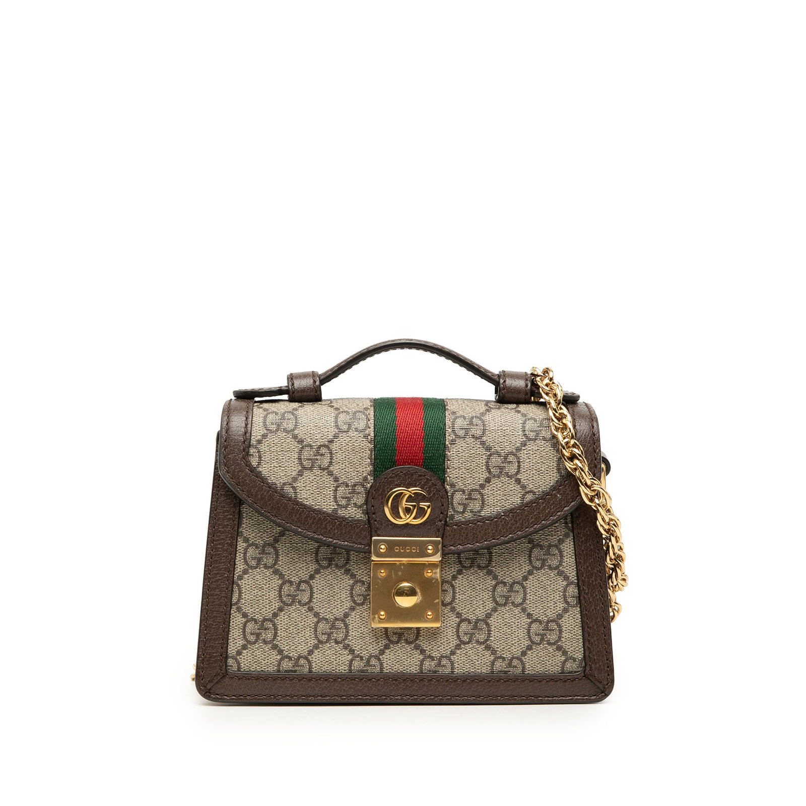 Gucci Ophidia Small Top Handle Satchel in GG Supreme Canvas: Gucci Ophidia Small Top Handle Satchel in GG Supreme Canvas This Gucci Small GG Supreme Web Ophidia Top Handle Bag is a satchel-style bag made in Italy. It features a coated canvas body with leather t