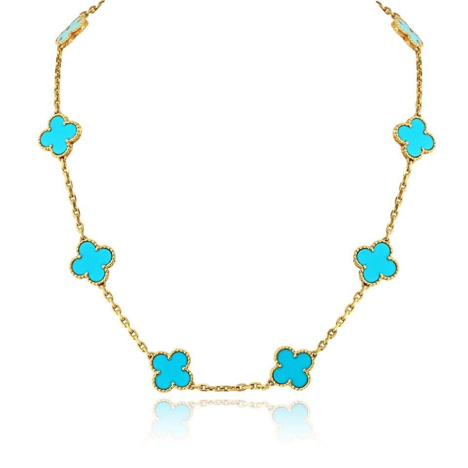 Van Cleef Arpels Alhambra 18K Yellow Gold Necklace: Van Cleef Arpels Alhambra 18K Yellow Gold Necklace This pre-owned Van Cleef & Arpels Alhambra necklace is crafted from 18K yellow gold. Known for its iconic clover motif, the Alhambra design offers a 