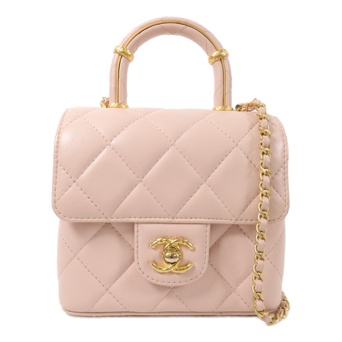 CHANEL Crush CC 2way Shoulder Bag Pink Lambskin Top Handle (1 of 14)