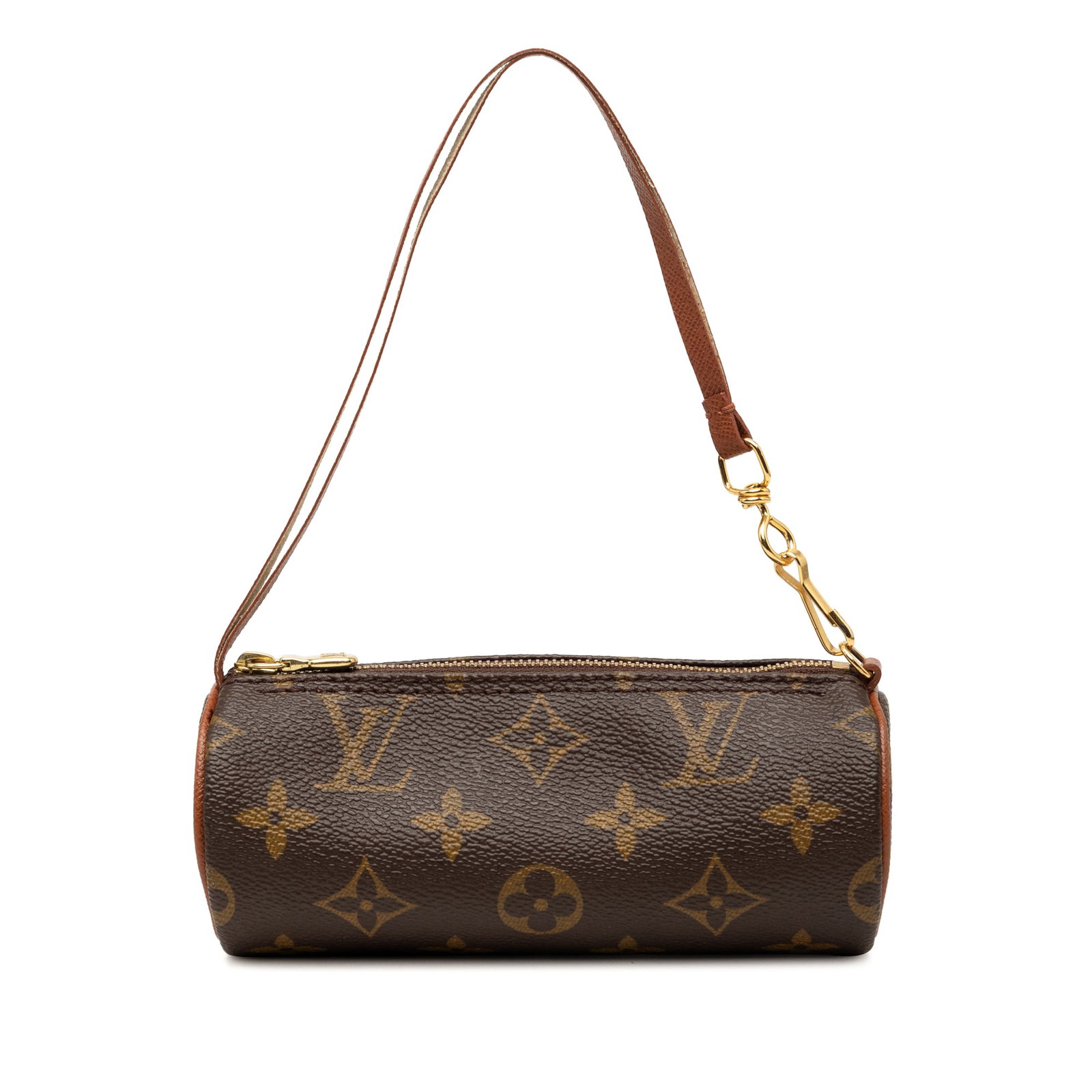 Louis Vuitton Papillon Pochette Monogram Canvas Shoulder Bag: Louis Vuitton Papillon Pochette Monogram Canvas Shoulder Bag The Monogram Papillon Pochette is a compact bag made with a monogram canvas body, leather trim, a flat leather strap, and a top zip closure
