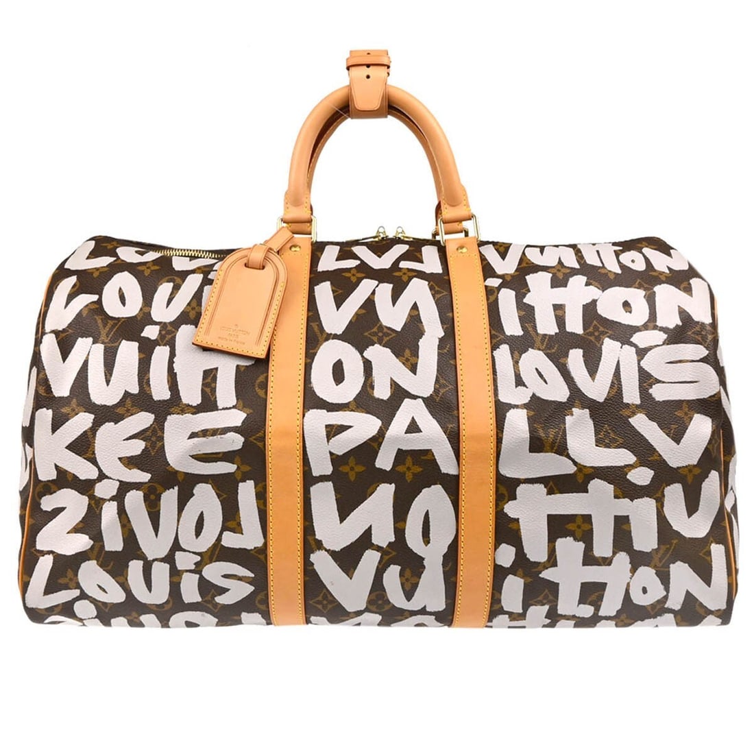 Louis Vuitton Keepall 50 Monogram Graffiti Travel Duffle M92197: Louis Vuitton Keepall 50 Monogram Graffiti Travel Duffle M92197 Louis Vuitton Keepall 50 travel duffle bag in Monogram Graffiti canvas and leather, made in France. It features a zip closure, canvas li