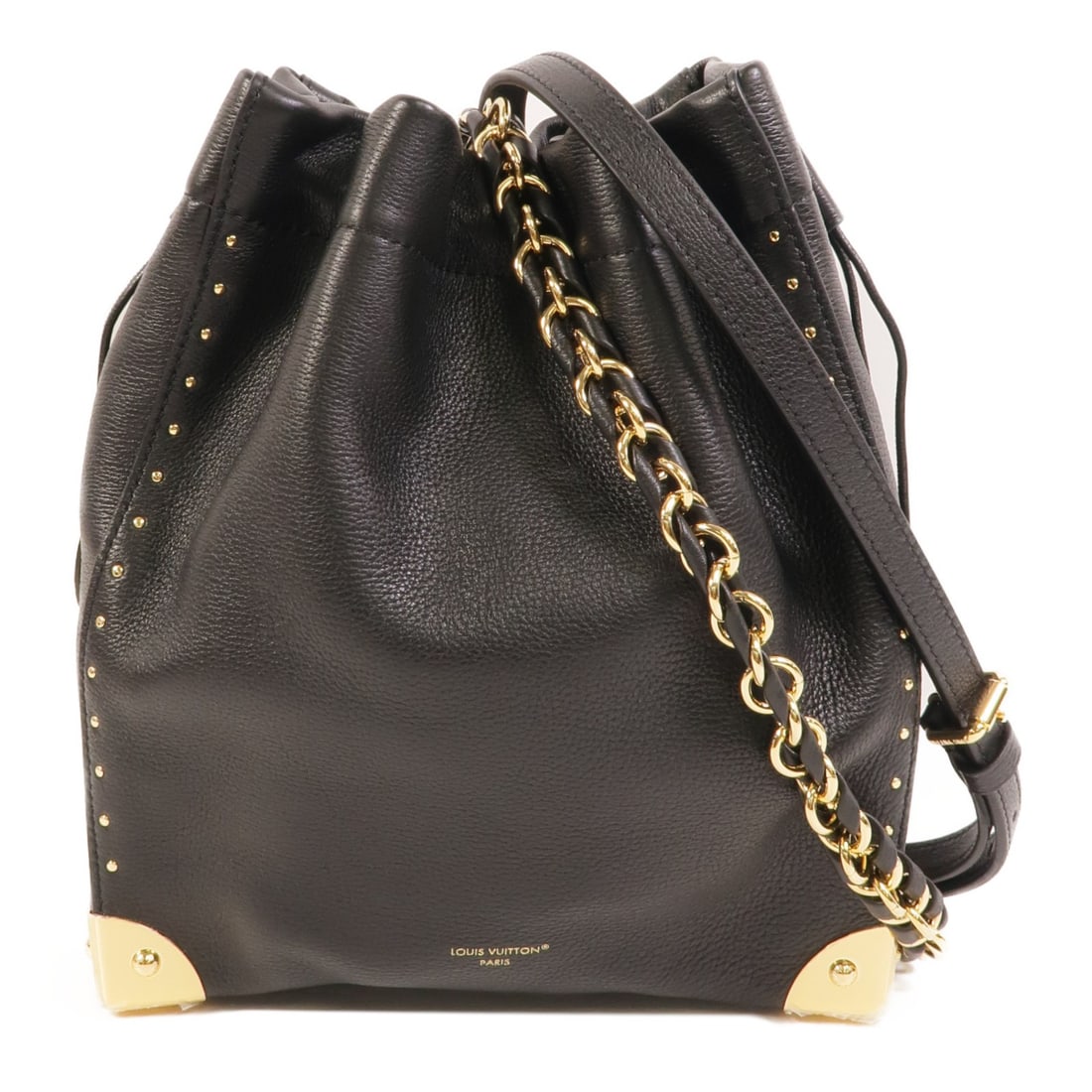 Louis Vuitton M29391 Noe Trunk 2way Shoulder Bag Black Calfskin: Louis Vuitton M29391 Noe Trunk 2way Shoulder Bag Black Calfskin Louis Vuitton Noe Trunk 2way shoulder bag in black calfskin leather with gold hardware. The bag is designed for women and comes in a reg