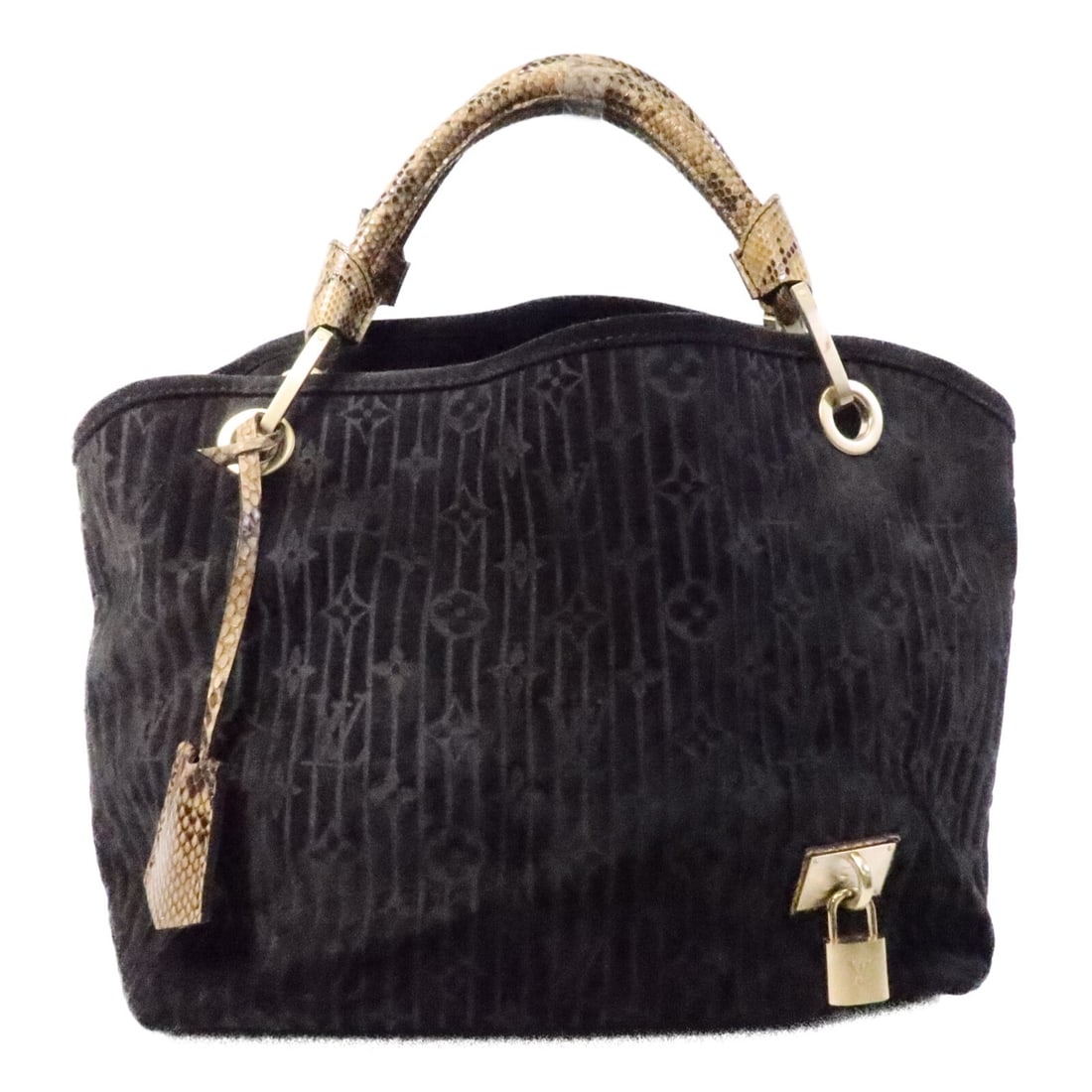 Louis Vuitton M95811 Whisper Black Suede Python Handbag (1 of 15)