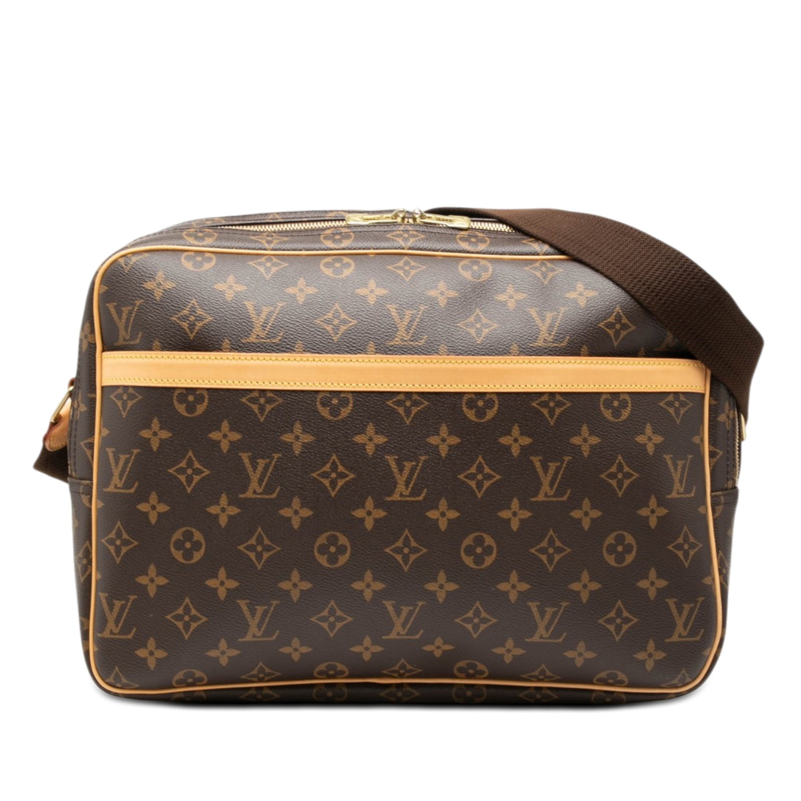 Louis Vuitton Reporter GM Monogram Canvas Shoulder Bag: Louis Vuitton Reporter GM Monogram Canvas Shoulder Bag Louis Vuitton Monogram Reporter GM shoulder bag with a monogram canvas body, vachetta leather trim, an adjustable flat canvas shoulder strap, an 