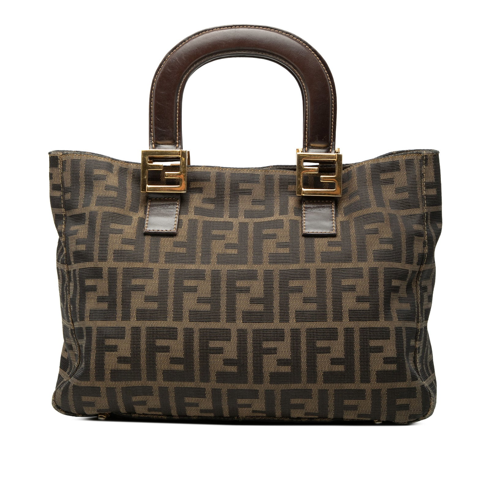 Fendi Zucca Twins Small Canvas Tote Bag Brown: Fendi Zucca Twins Small Canvas Tote Bag Brown Fendi Small Zucca Canvas Twins Tote in brown canvas with flat leather top handles, an open top with magnetic closure, and an interior zip pocket. Made in 