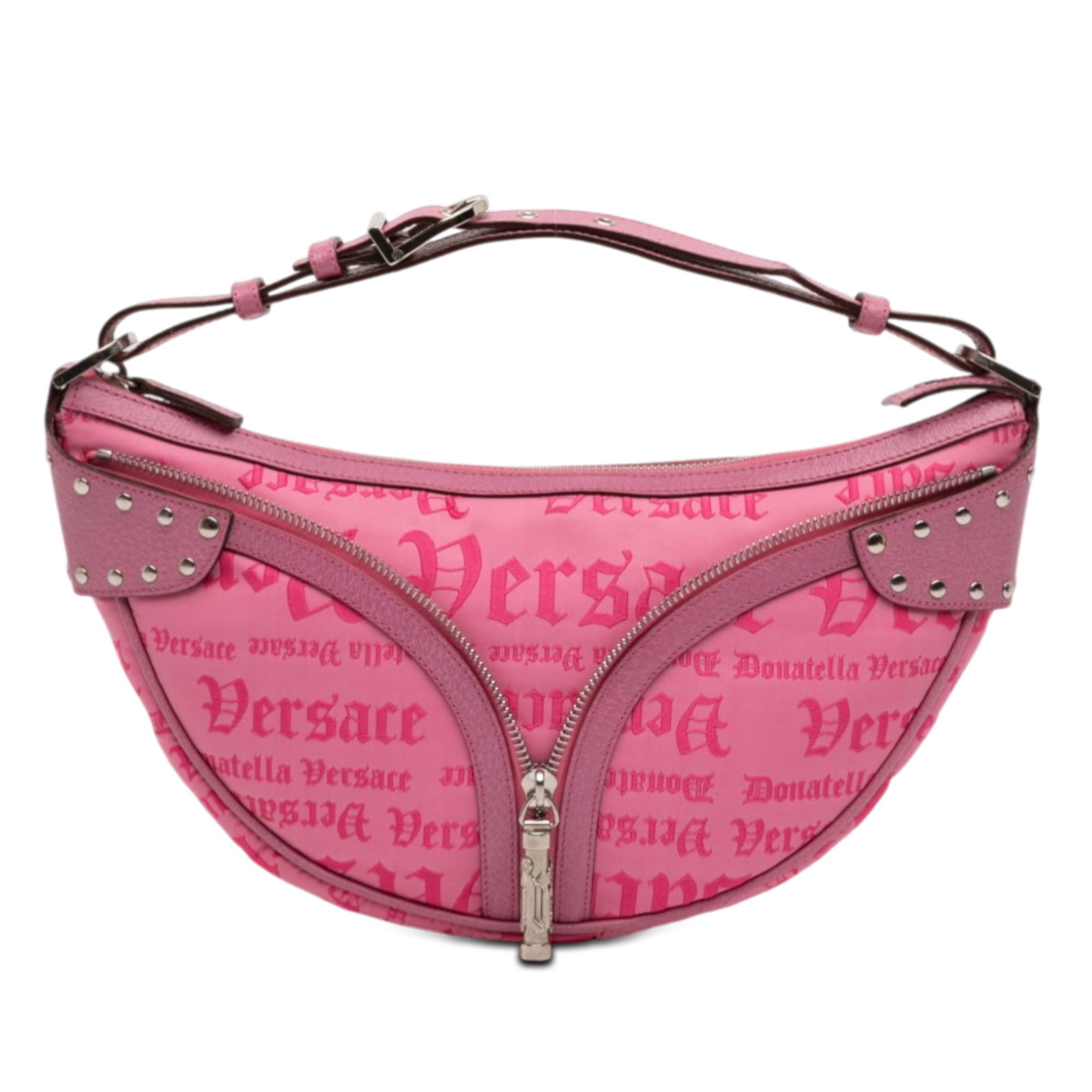 Pink Canvas Handbag with Gothic Logo Print by Versace (1 of 11)