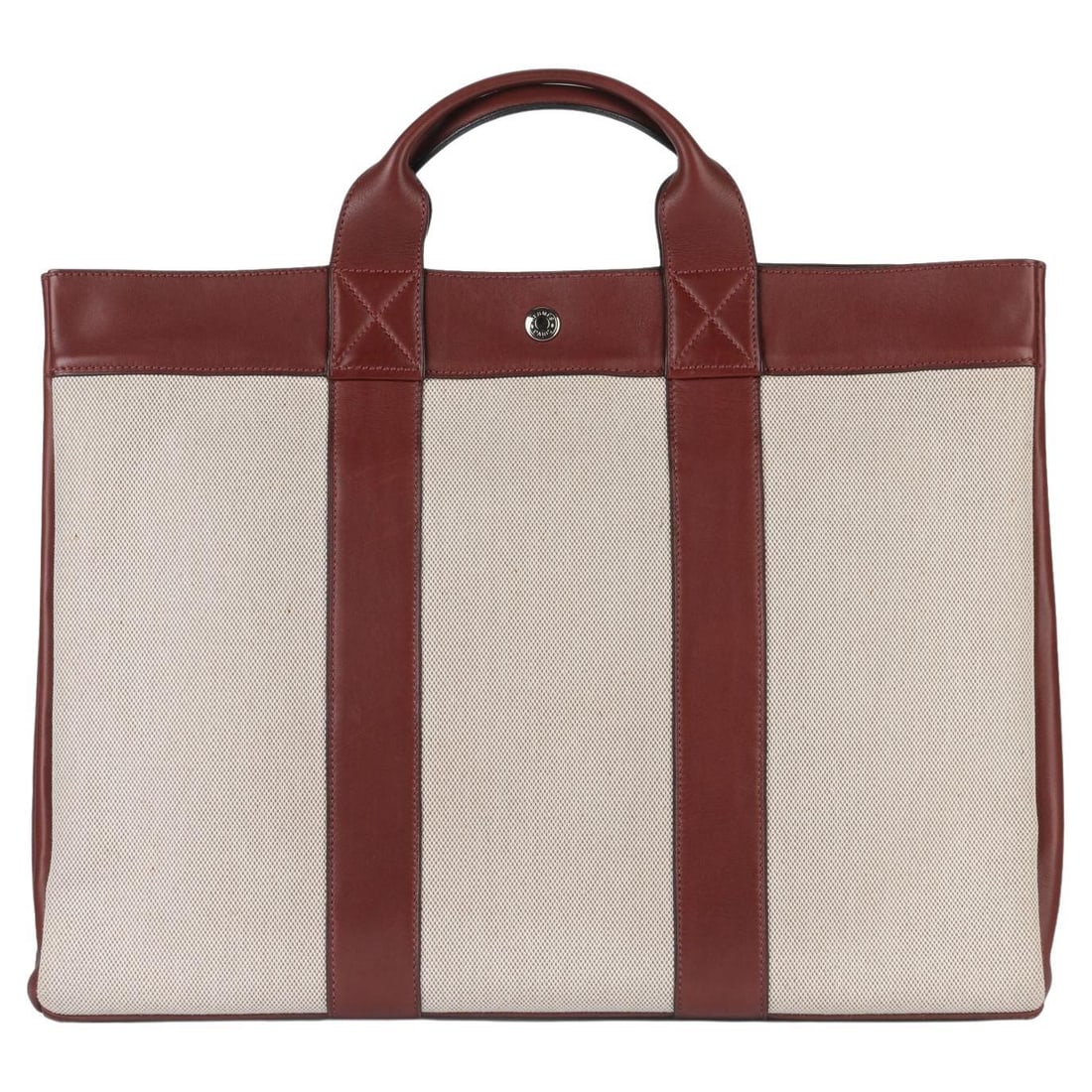 Hermes Deauville Red Ivory Canvas Tote MM with Dust Bag (1 of 13)