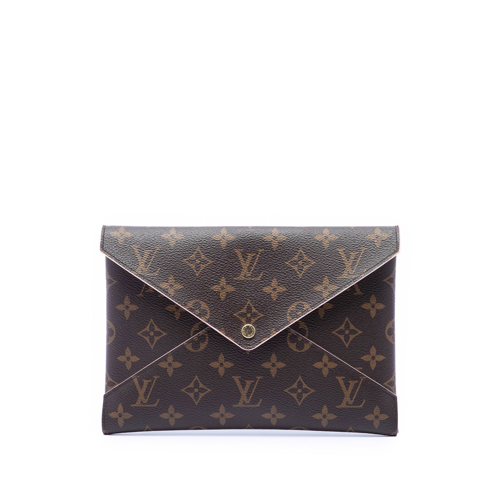 Louis Vuitton Kirigami GM Monogram Canvas Clutch Bag: Louis Vuitton Kirigami GM Monogram Canvas Clutch Bag Louis Vuitton Monogram Pochette Kirigami GM bag featuring a monogram canvas body and a front flap with magnetic snap button closure. It is made in 