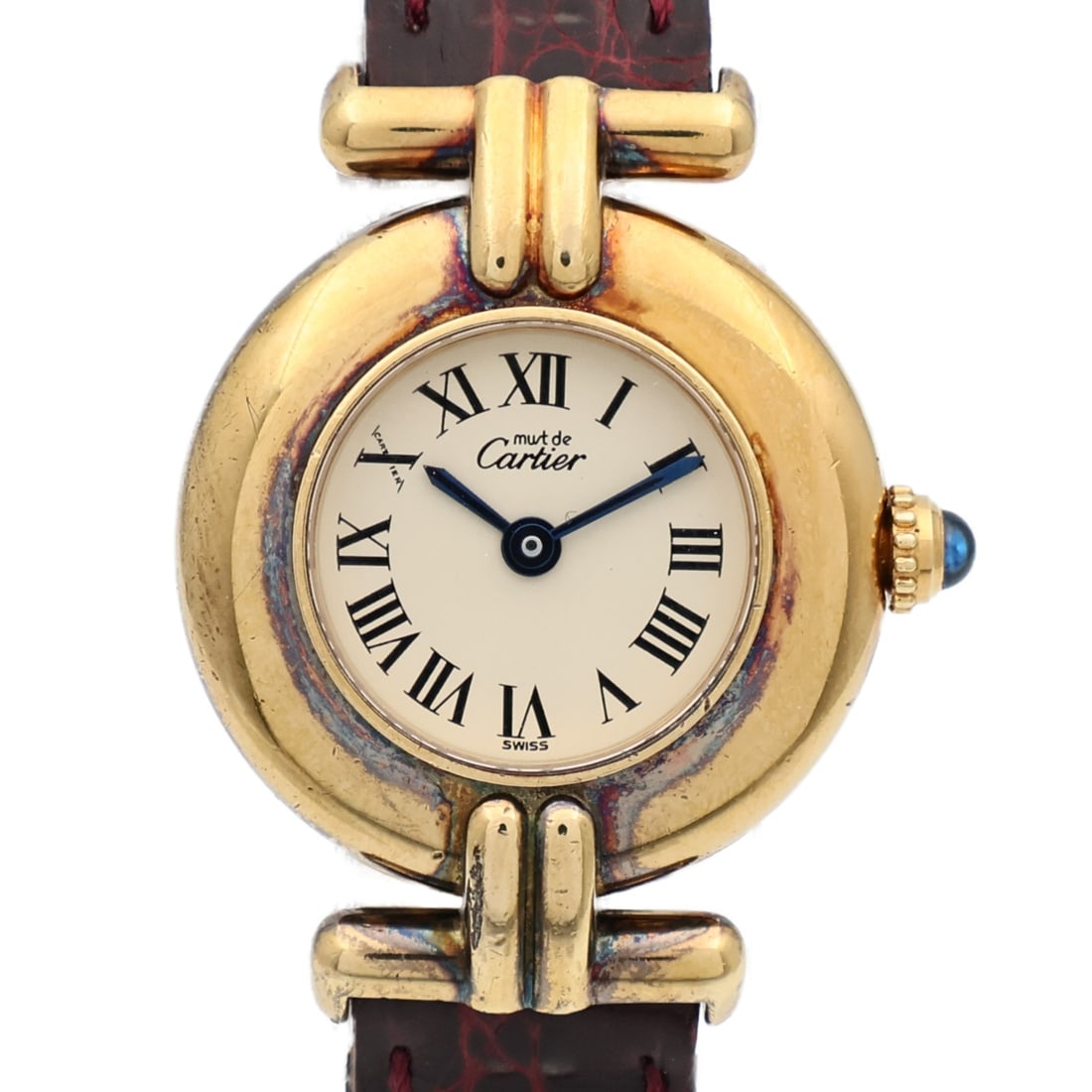 Cartier W1000653 Must Colisee SM Ladies Quartz Watch Beige Gold Plated: Cartier W1000653 Must Colisee SM Ladies Quartz Watch Beige Gold Plated Cartier Must Colisee SM Quartz Watch W1000653 in beige with a gold plated case and leather belt. This ladies' watch features a qu