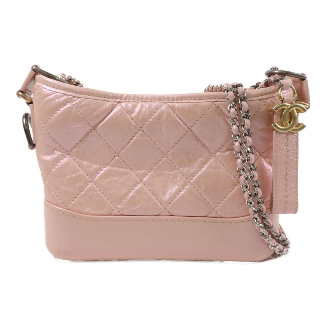 CHANEL Gabrielle A91810 Small Pink Calfskin Chain Shoulder Bag: CHANEL Gabrielle A91810 Small Pink Calfskin Chain Shoulder Bag CHANEL CC Gabrielle Small Chain Shoulder Bag in pink calfskin leather. This small shoulder bag features a chain shoulder strap and a prac